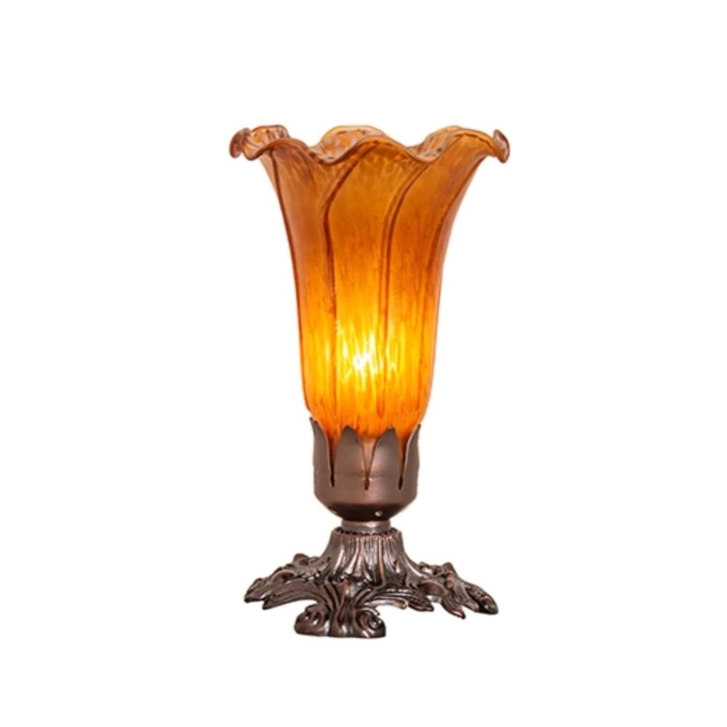 Meyda Home Indoor Decorative Lighting Accessories 8"H Amber Pond Lily Accent Lamp