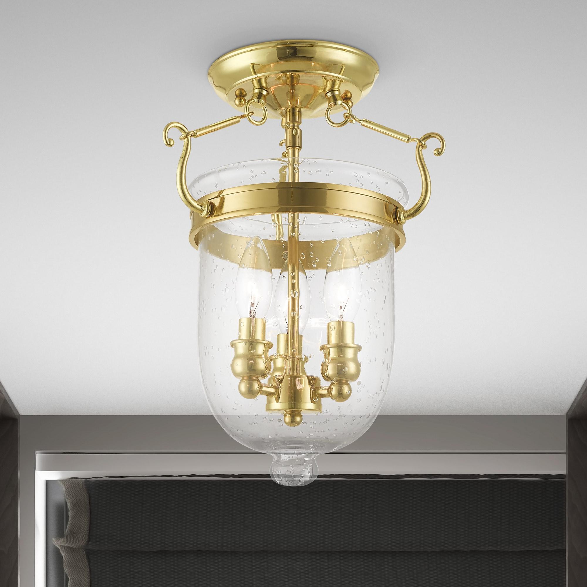 Livex Lighting Jefferson 3 - Light Flush Mount in  Polished Brass