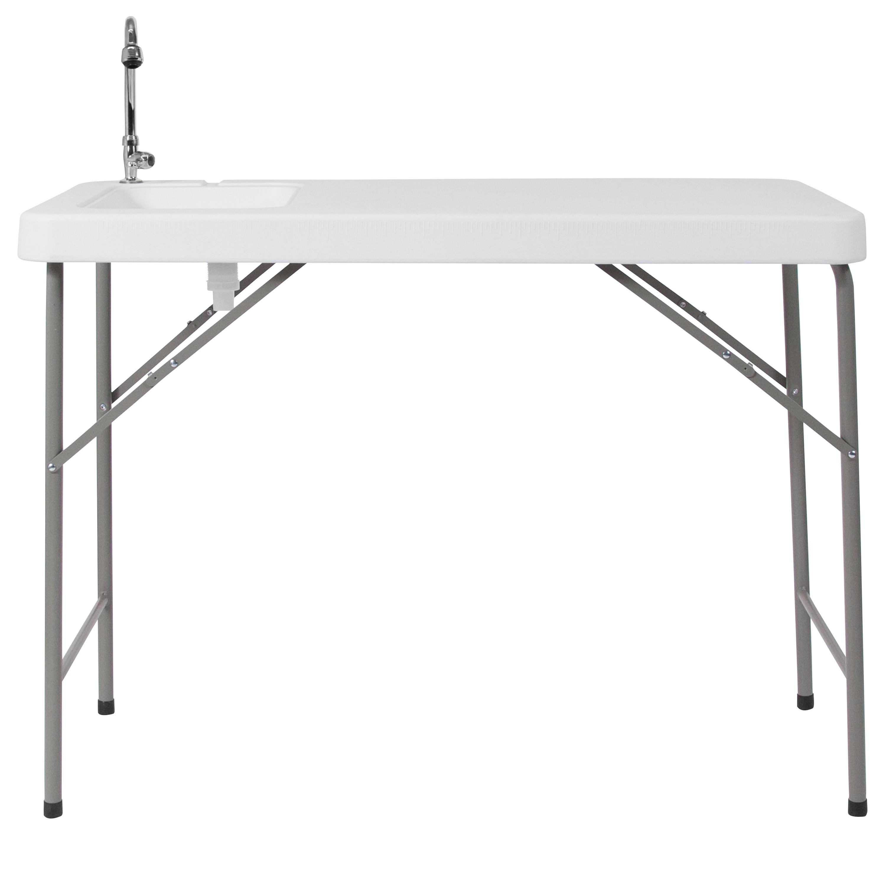 Noah 4' Portable Fish Cleaning Table/Outdoor Camping Table with Sink by Flash Furniture