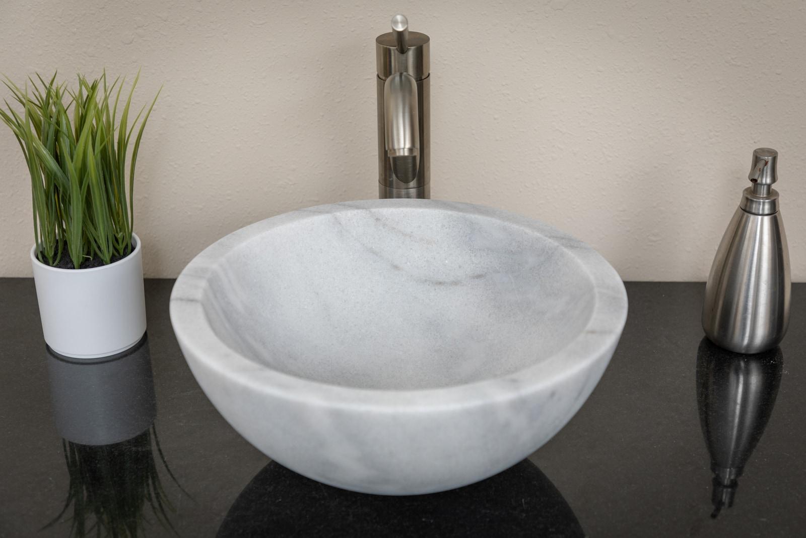 Eden Bath 14'' White Stone Circular Bathroom Sink