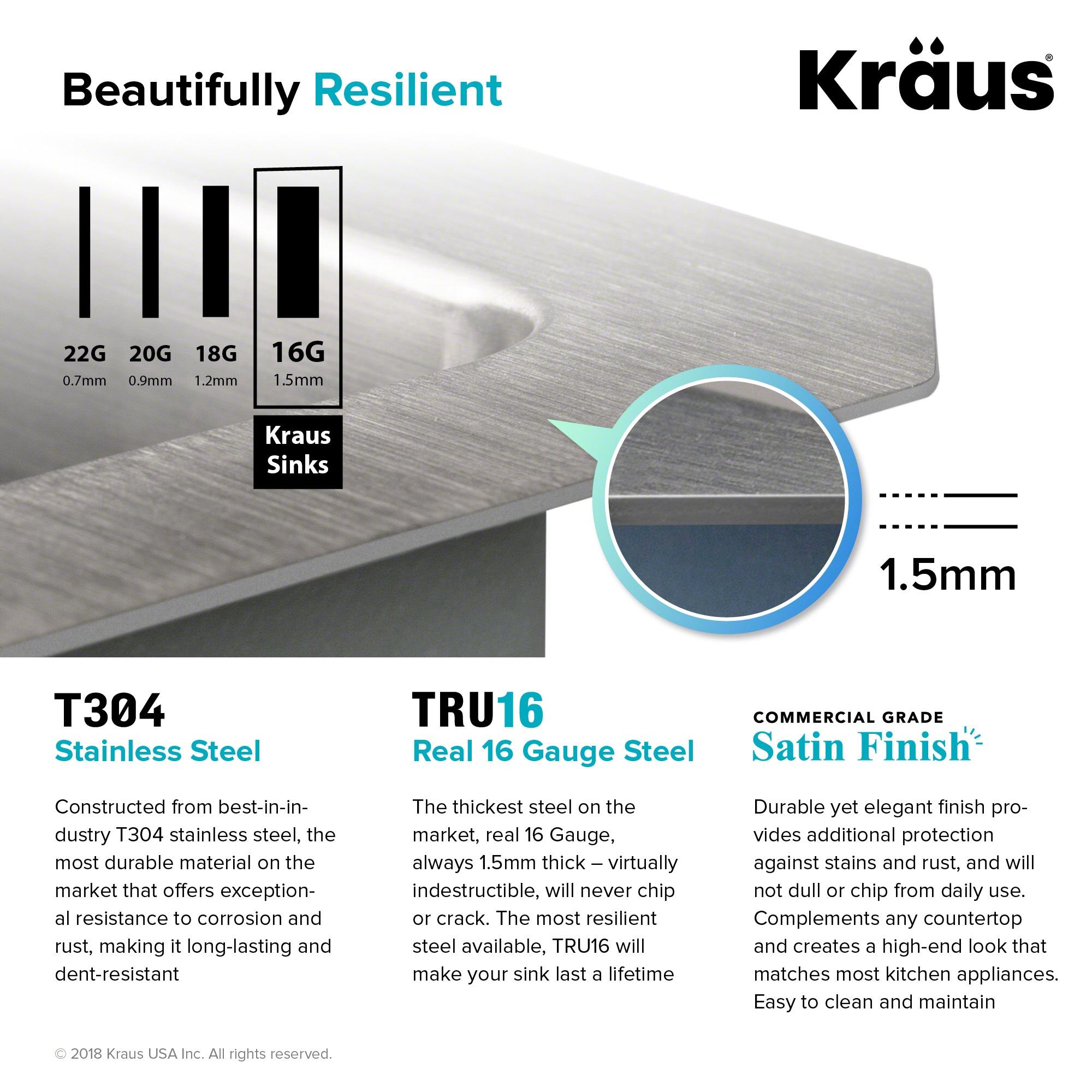 KRAUS Standart PRO™ Undermount 60/40 Double Bowl 16 Gauge Stainless Steel Kitchen Sink