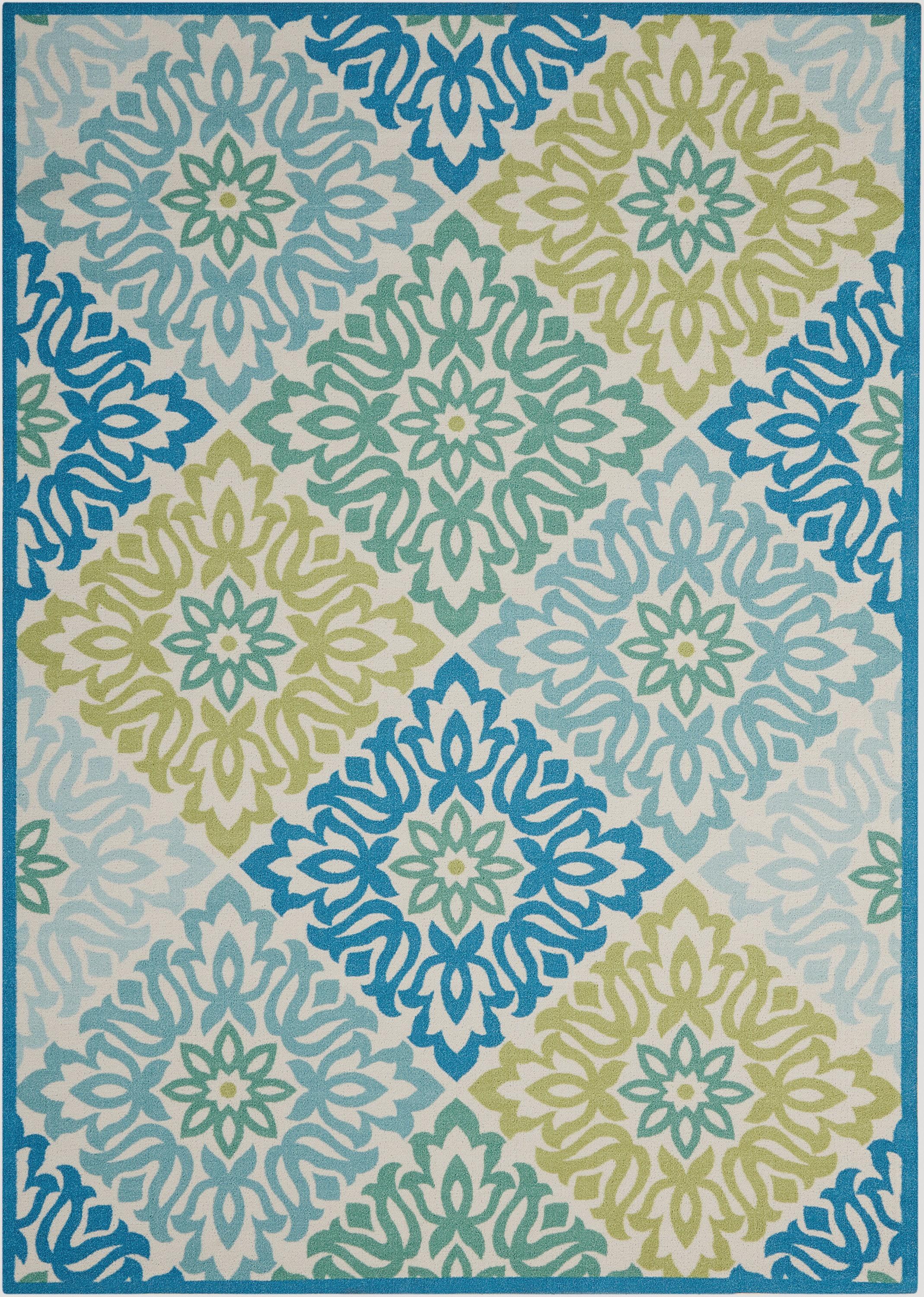 Waverly Sun & Shade "Sweet Things" Blue Indoor/Outdoor Area Rug by Nourison Marine 4'3" x 6'3"