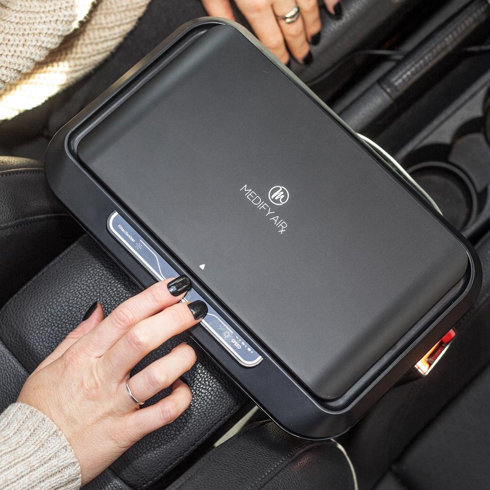 Compact Black Car Air Purifier with HEPA Filter