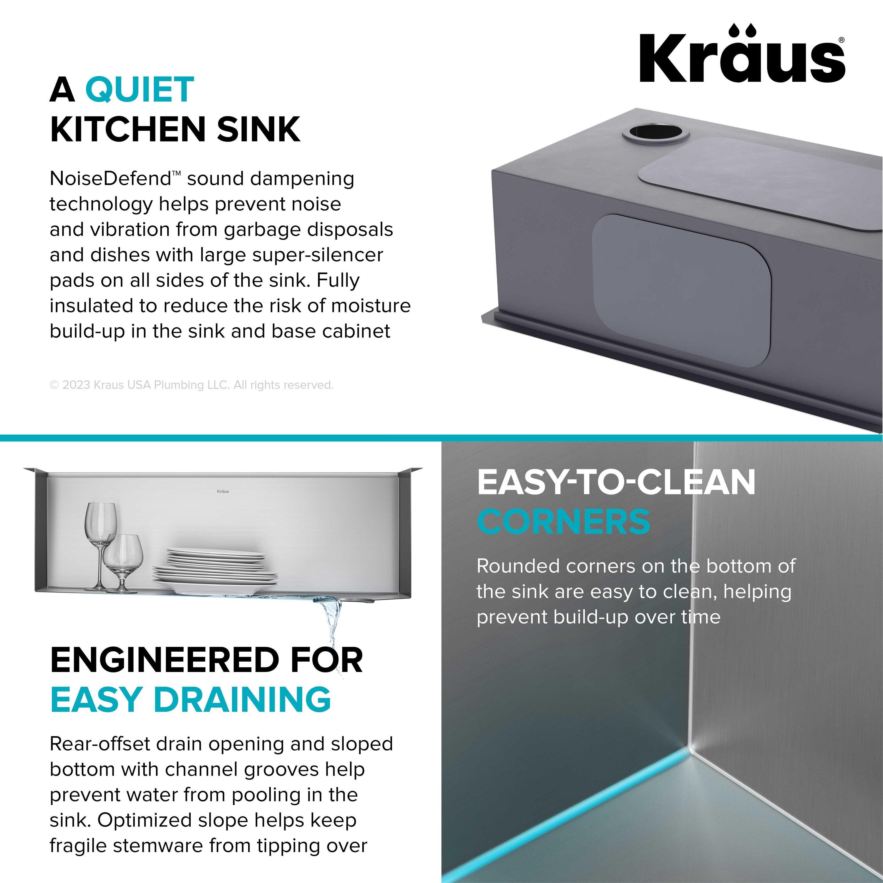 KRAUS Kore™ Workstation 27-inch L Undermount 16 Gauge Single Bowl Stainless Steel Kitchen Sink with Accessories