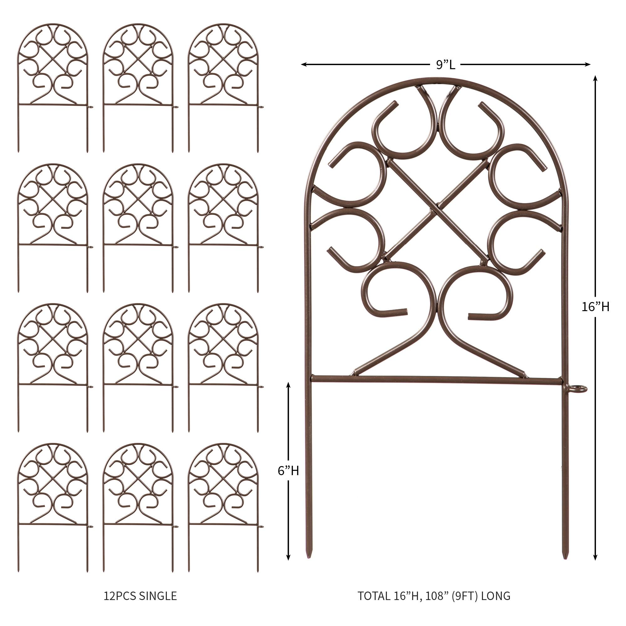 Evergreen Enterprises, Inc 18'' H x 120'' W Scrollwork Wrought Iron Edging with Ground Stakes and Gunmetal Finish