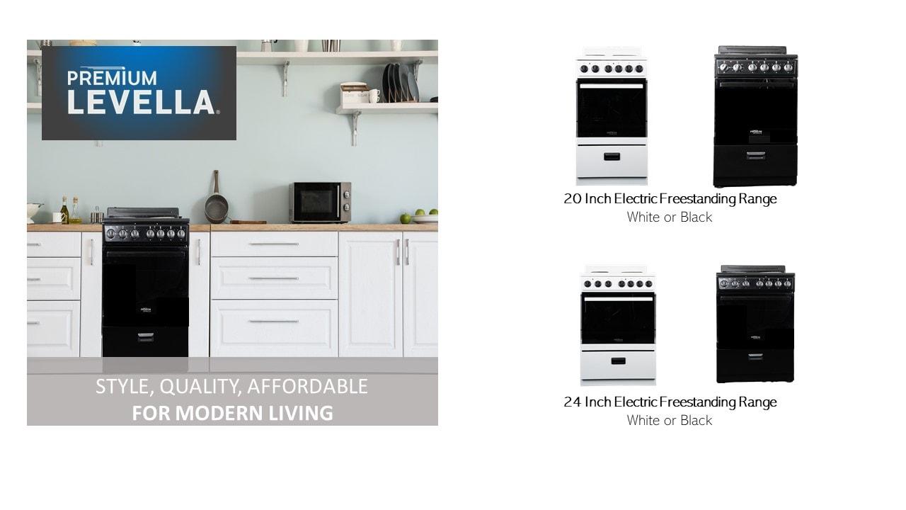 Premium Levella 20" 2.2 Cubic Feet Smart Electric Free Standing Range with 4 Burners