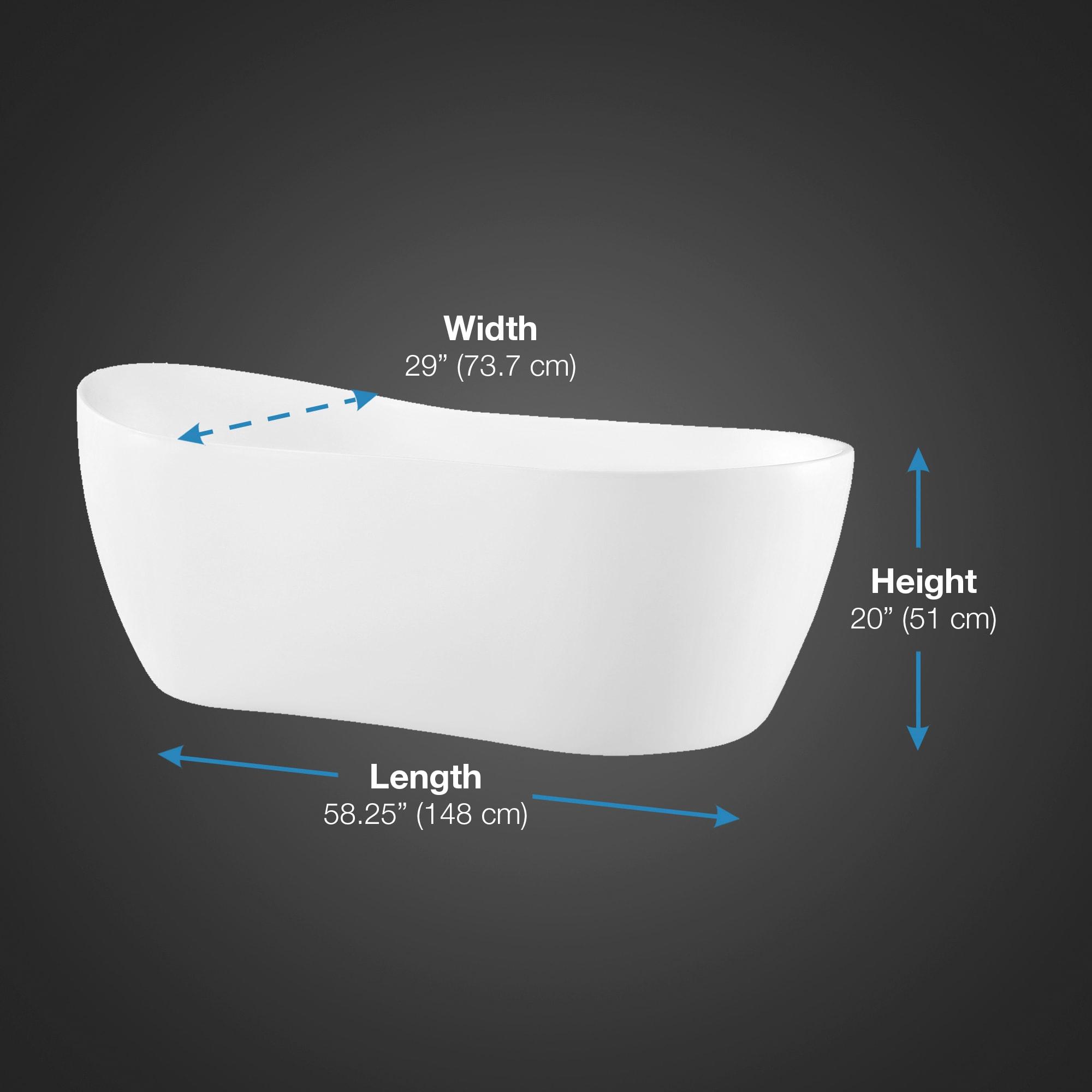 Isaac 29.02'' x 58.27'' Freestanding Soaking Acrylic Bathtub