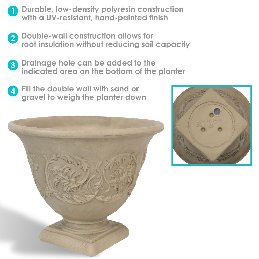 Sunnydaze Weather-Resistant Double-Walled Darcy Outdoor Flower Pot Planter - 16" - Beige - 1 Planter