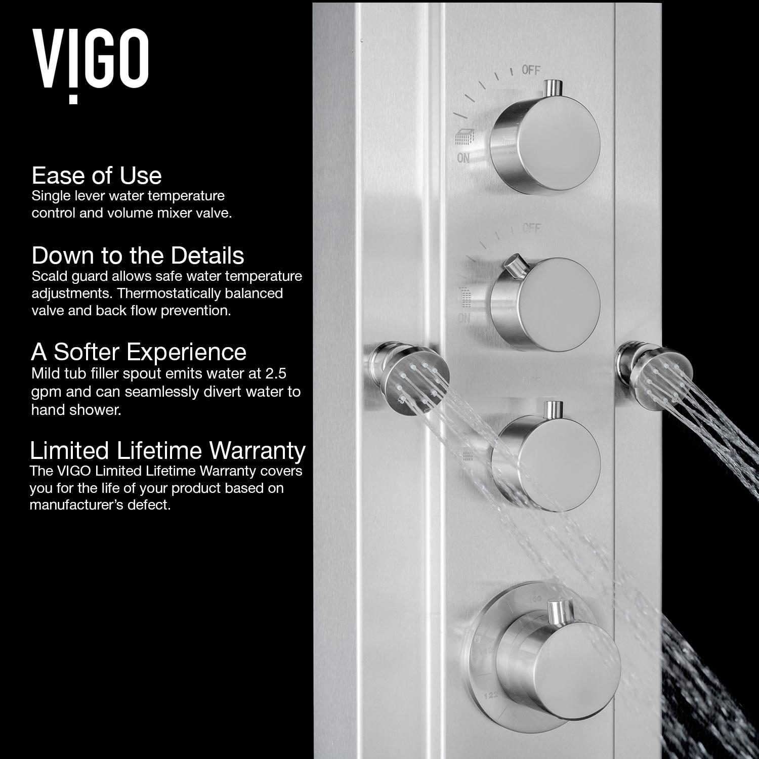 Mateo 60" H X 7" W 6-Jet Shower System & Tub Filler with Hand Shower Wand and Rainfall Shower Head