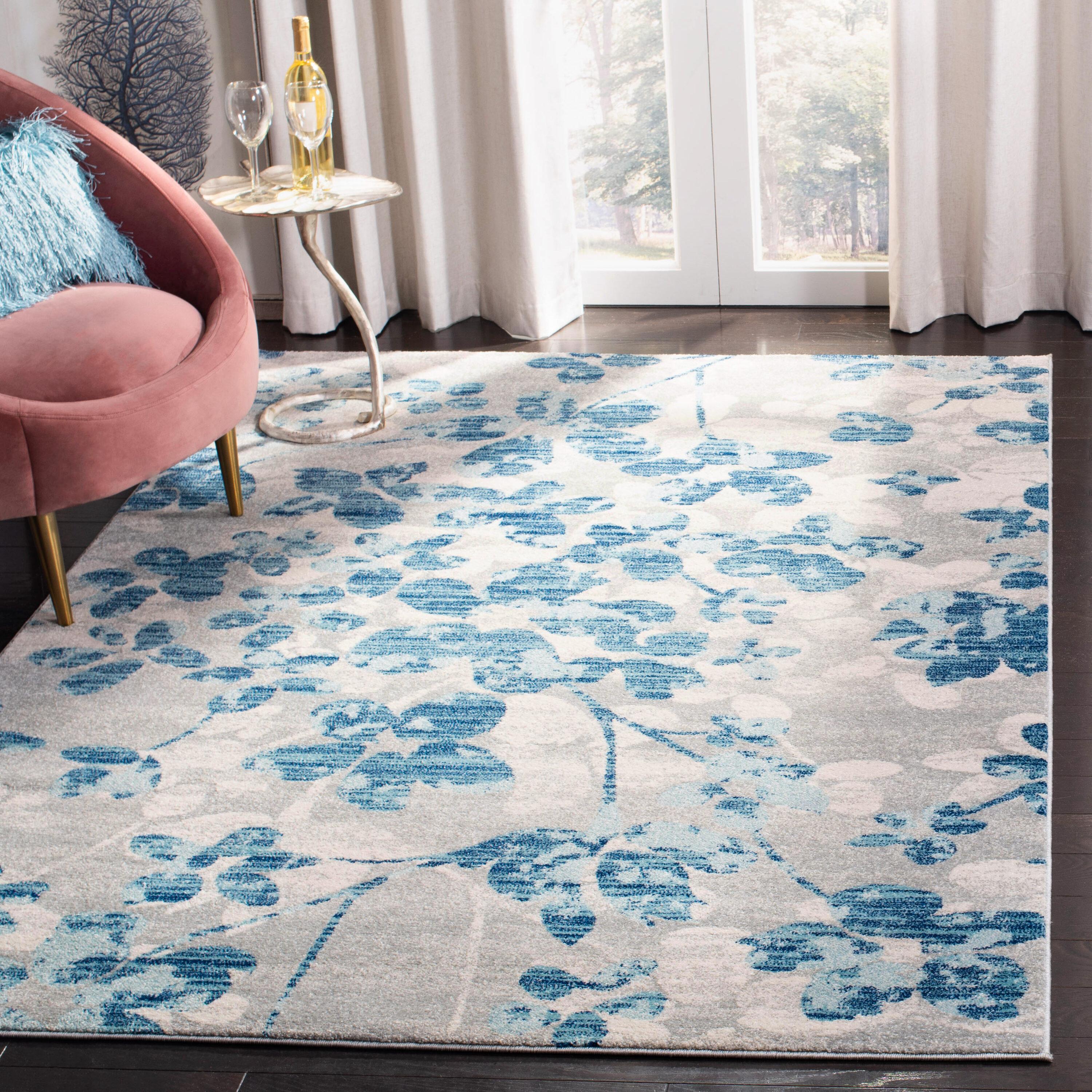 Evoke EVK236 Power Loomed Area Rug - Grey/Light Blue - 6'7"x9' - Safavieh.