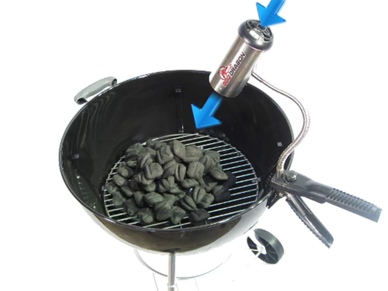 BBQ Dragon Grill Fan - Black: Stainless Steel Construction, No Assembly, Portable Charcoal Air Blower