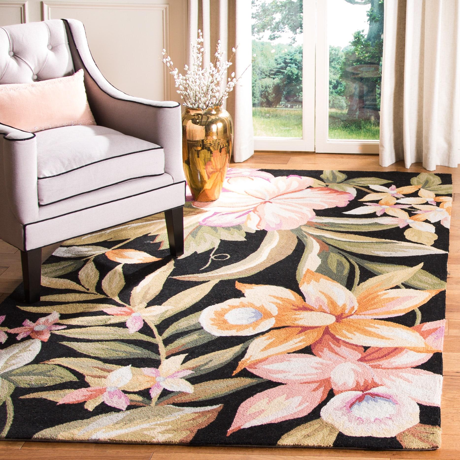 Chelsea HK212 Hand Hooked Area Rug - Black - 6'x9' - Safavieh.