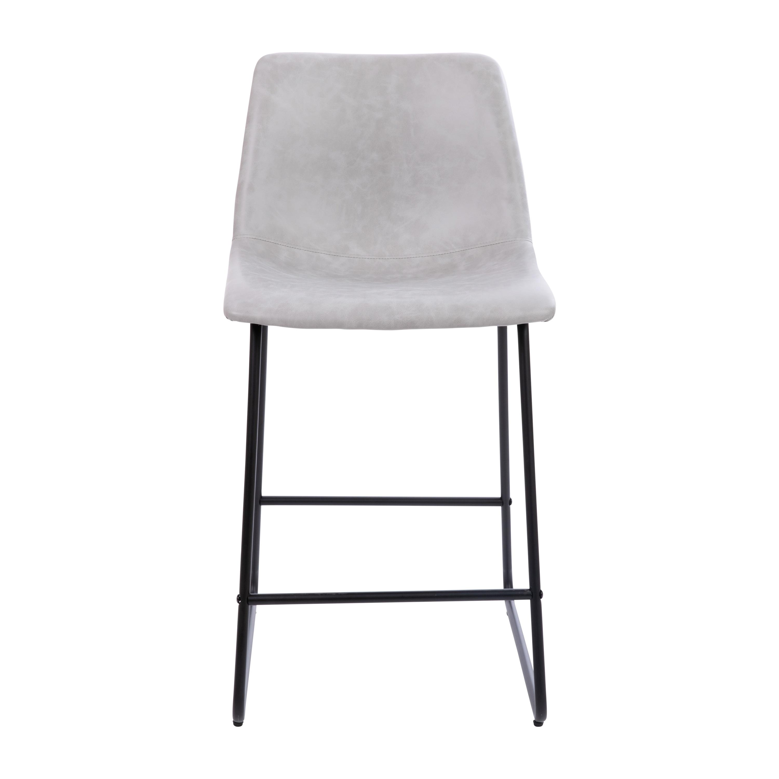 Flash Furniture Reagan 24 inch LeatherSoft Counter Height Barstools in Light Gray, Set of 2