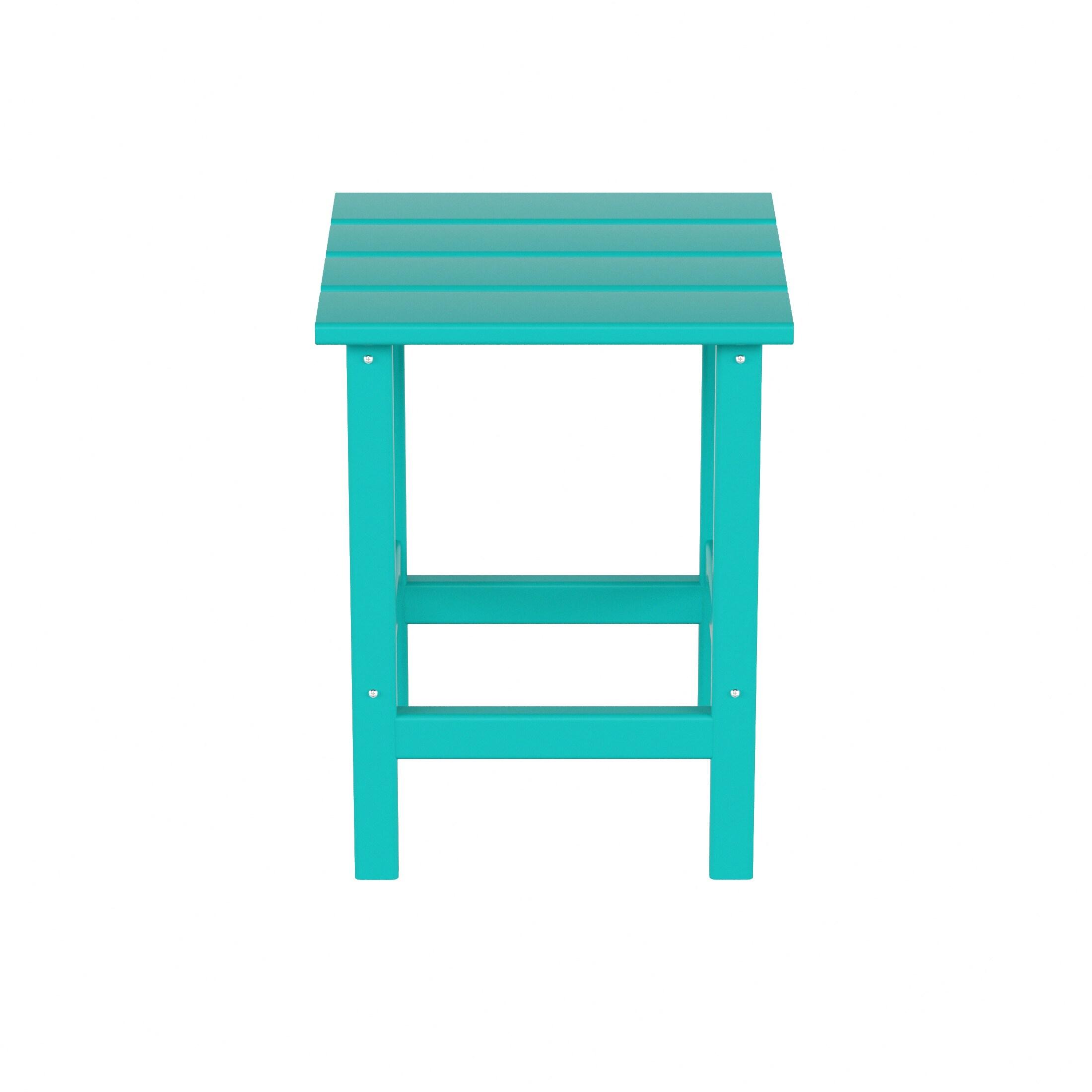 Polytrends  Laguna Hdpe All Weather Outdoor Patio Square Side Table Turquoise