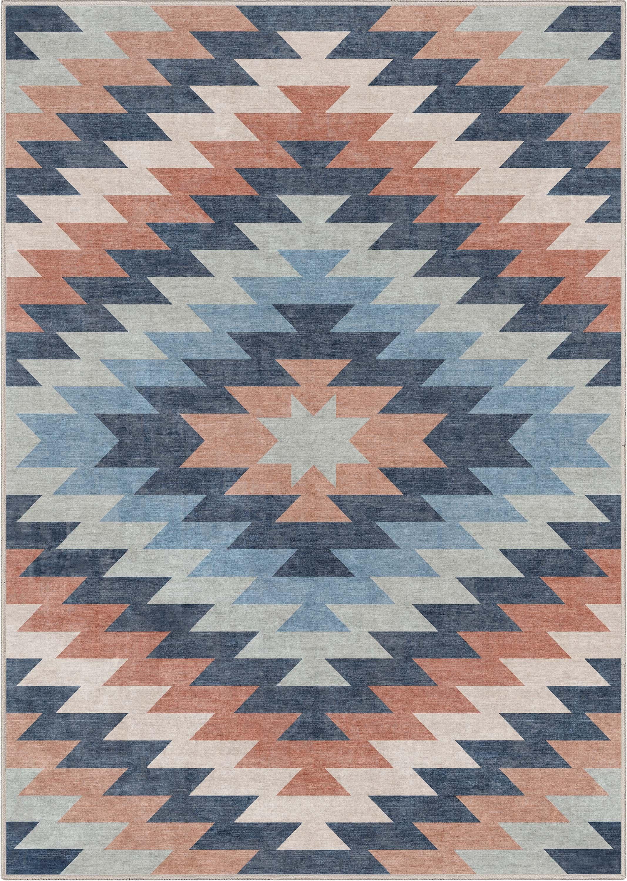 Kehr Albuquerque Southwestern Flatweave Blue Area Rug