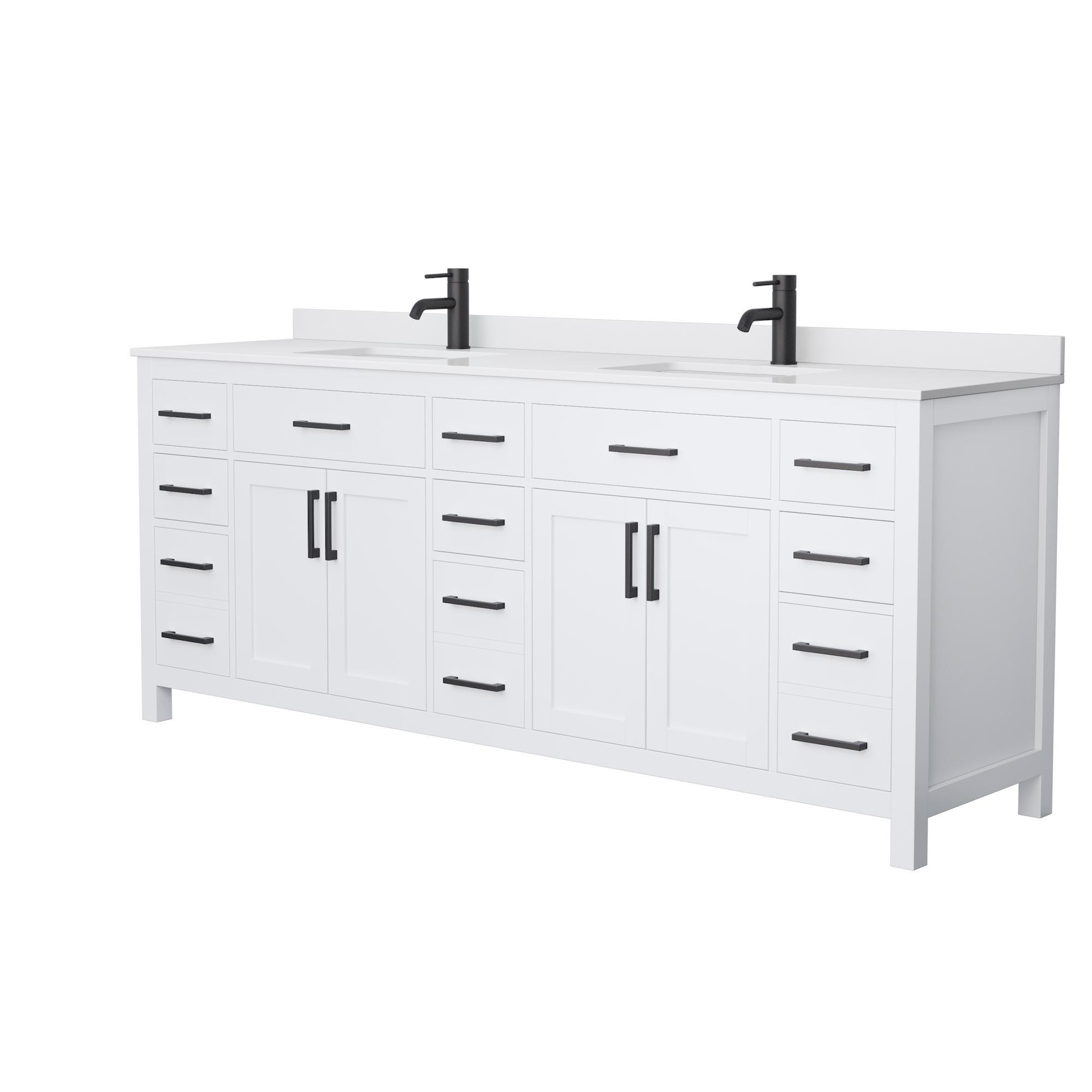 Beckett 84" Freestanding Double Bathroom Vanity with Cultured Marble Top