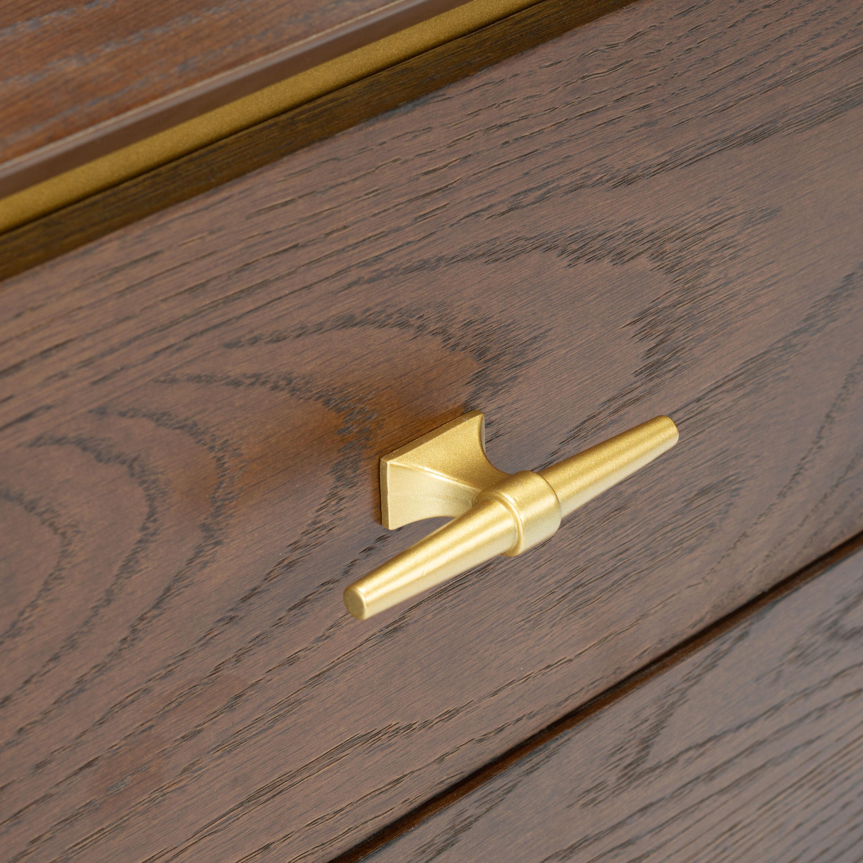 Fenno 2 Drawer Nightstand - Walnut/Brass - Safavieh.