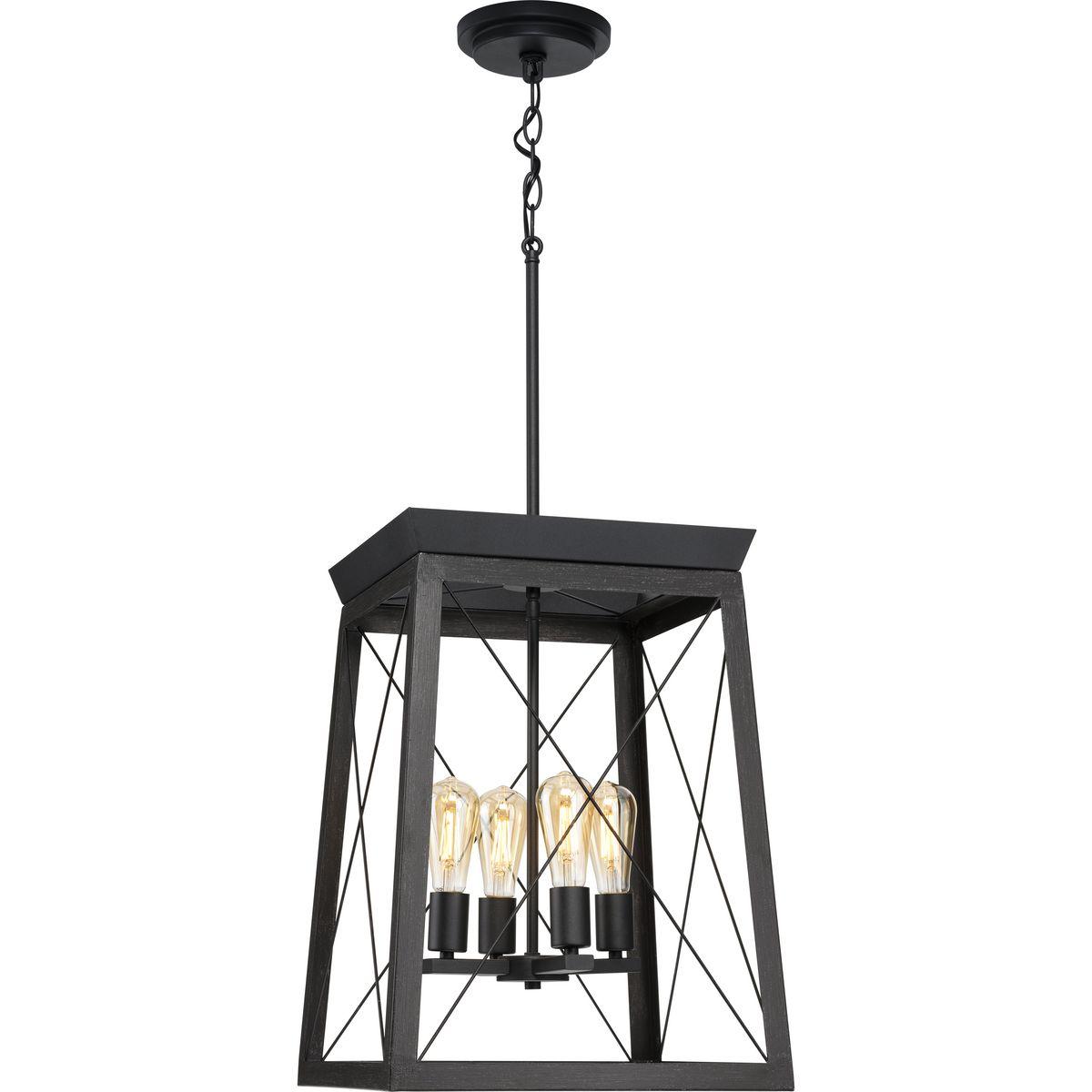 Progress Lighting Briarwood 4-Light Foyer Pendant, Textured Black, No Shade