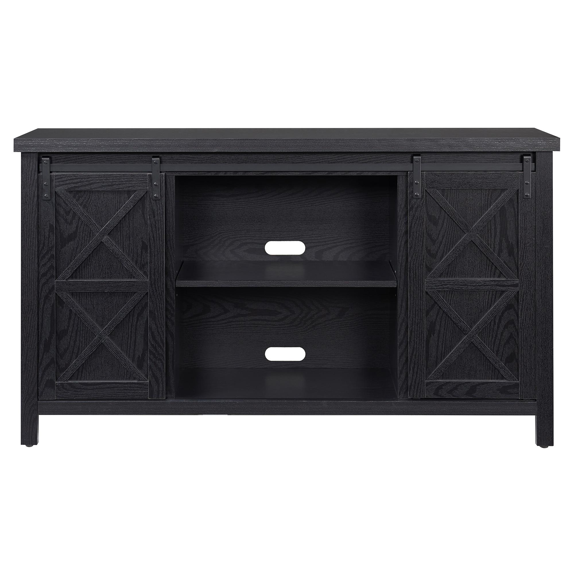Evelyn&Zoe Elmwood Rectangular TV Stand for TV's up to 65", Black Grain