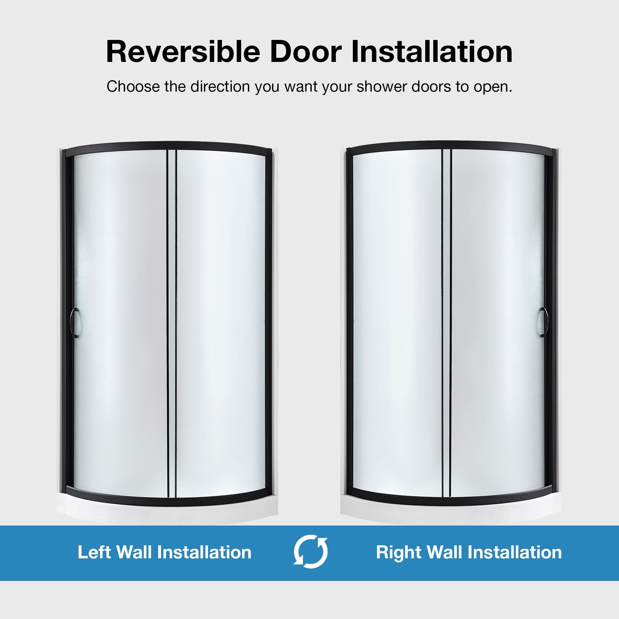 OVE Decors Breeze 33 in. Framed Round Shower Kit w/ Frosted Glass, Base, Wall