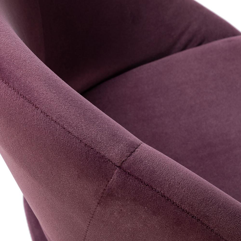 Savas Purple Velvet Swivel Task Chair with Wooden Accents
