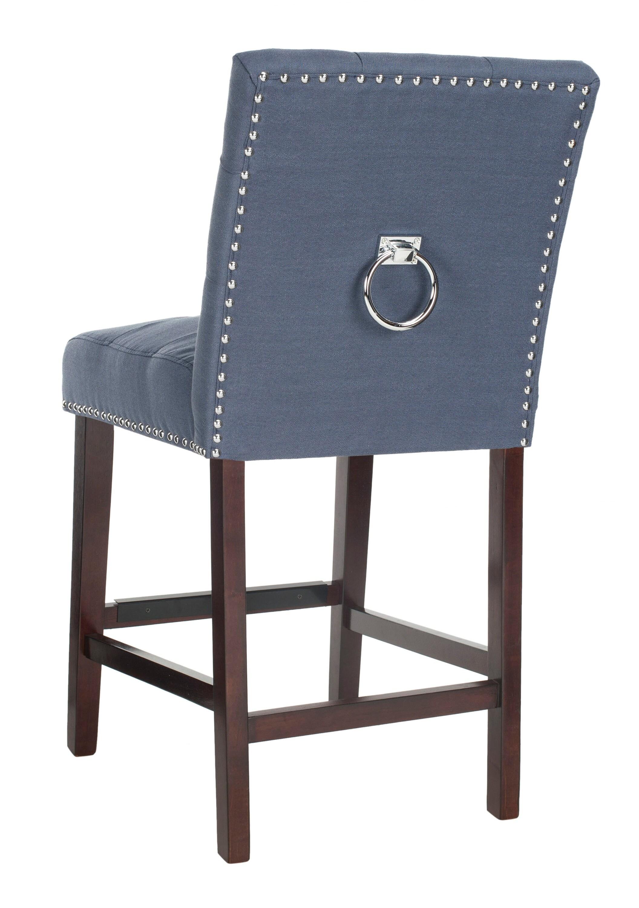 Nikita Counter Stool (Set Of 2) - Navy/Espresso - Safavieh