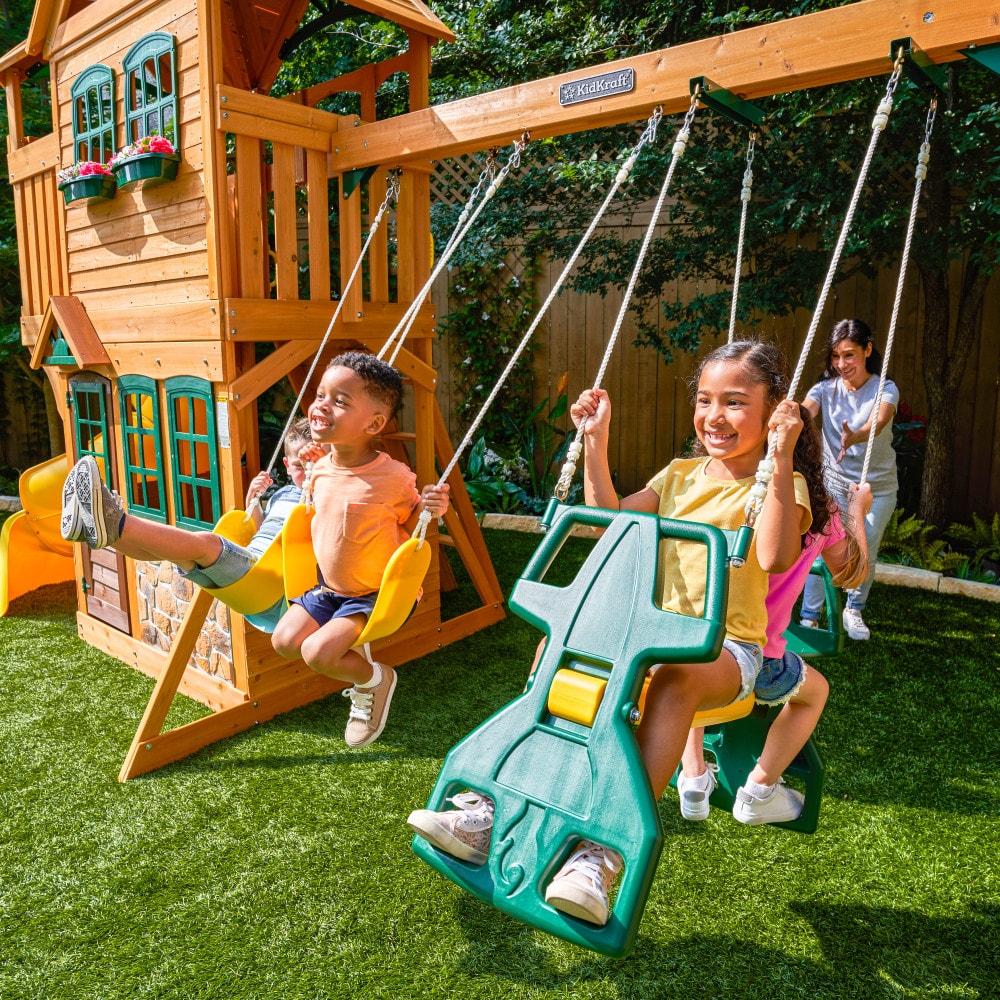 KidKraft KidKraft Boulder Station Wooden Swing Set / Playset with Tube Slide