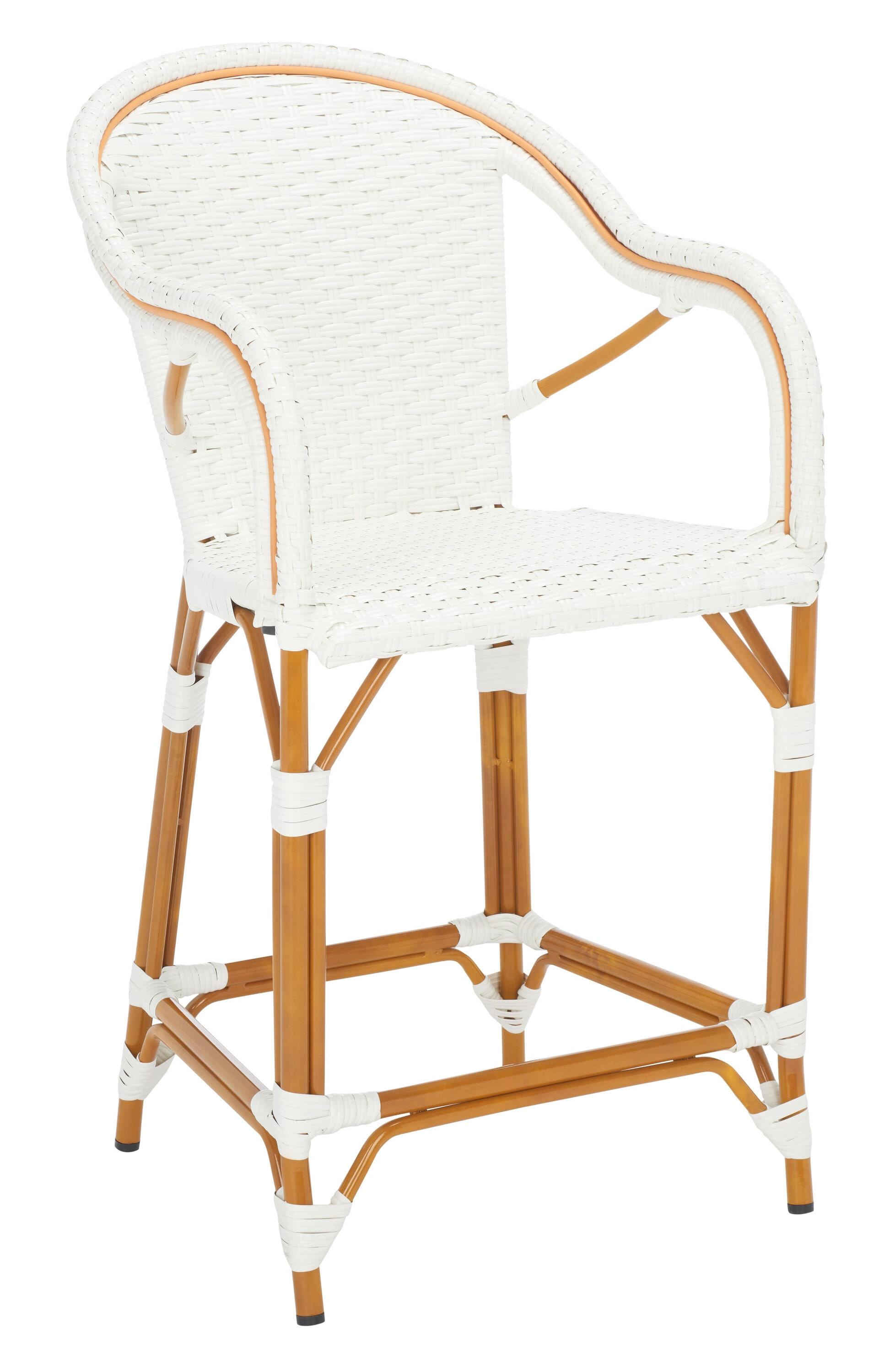 California Counter Stool With Arms - Indoor/Outdoor - PAT7533 - White - Safavieh