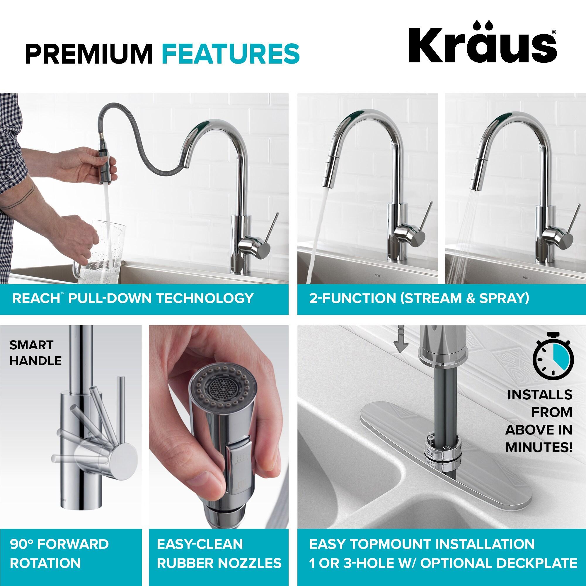 KRAUS Oletto Pull-Down Kitchen Faucet and Purita Water Filter Faucet Combo