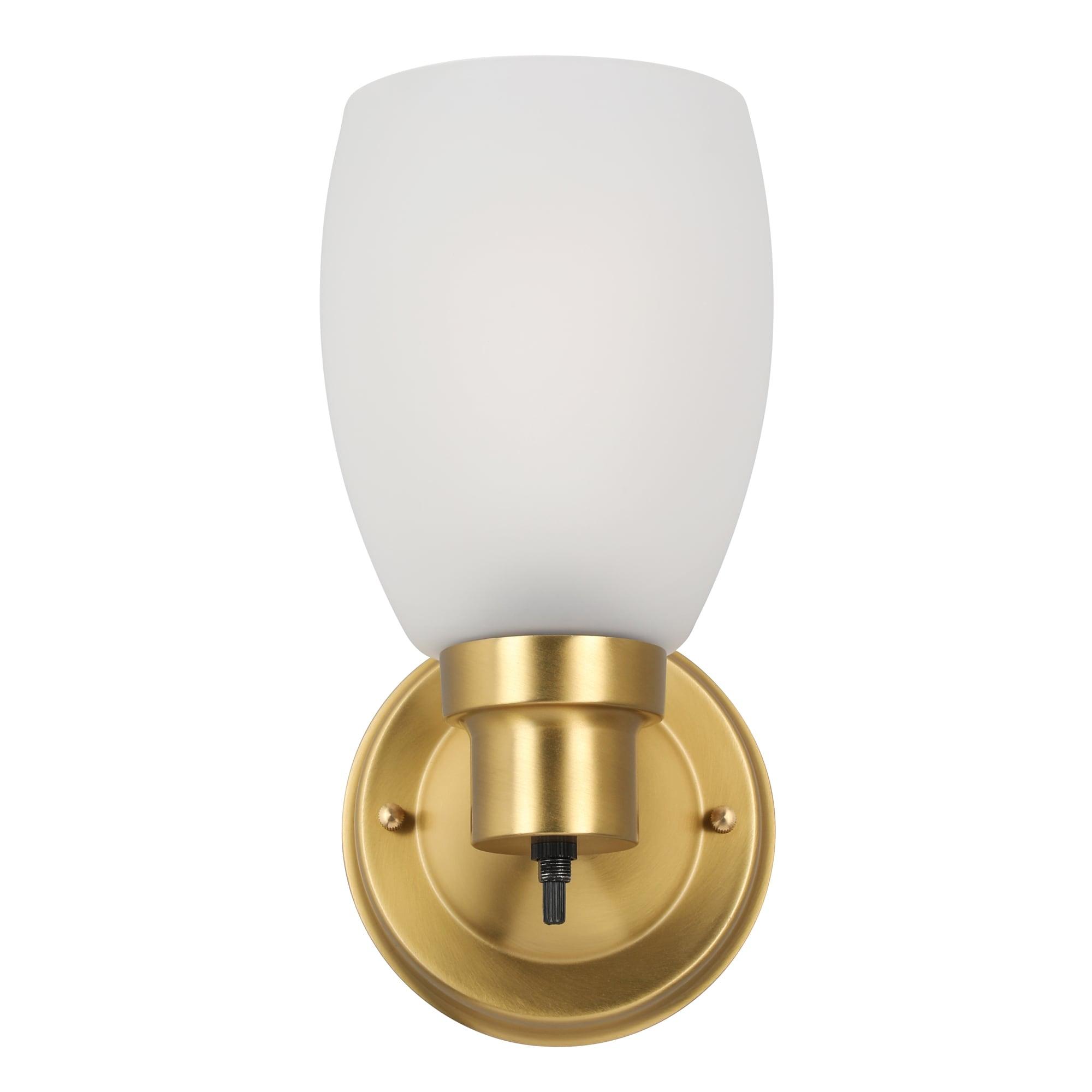 Design House 588814-SG Lydia Transitional 1-Light Indoor Wall Light Dimmable with a White Frosted Glass Shade and Twist On/Off Switch for Hallway Foyer Bathroom, Satin Gold