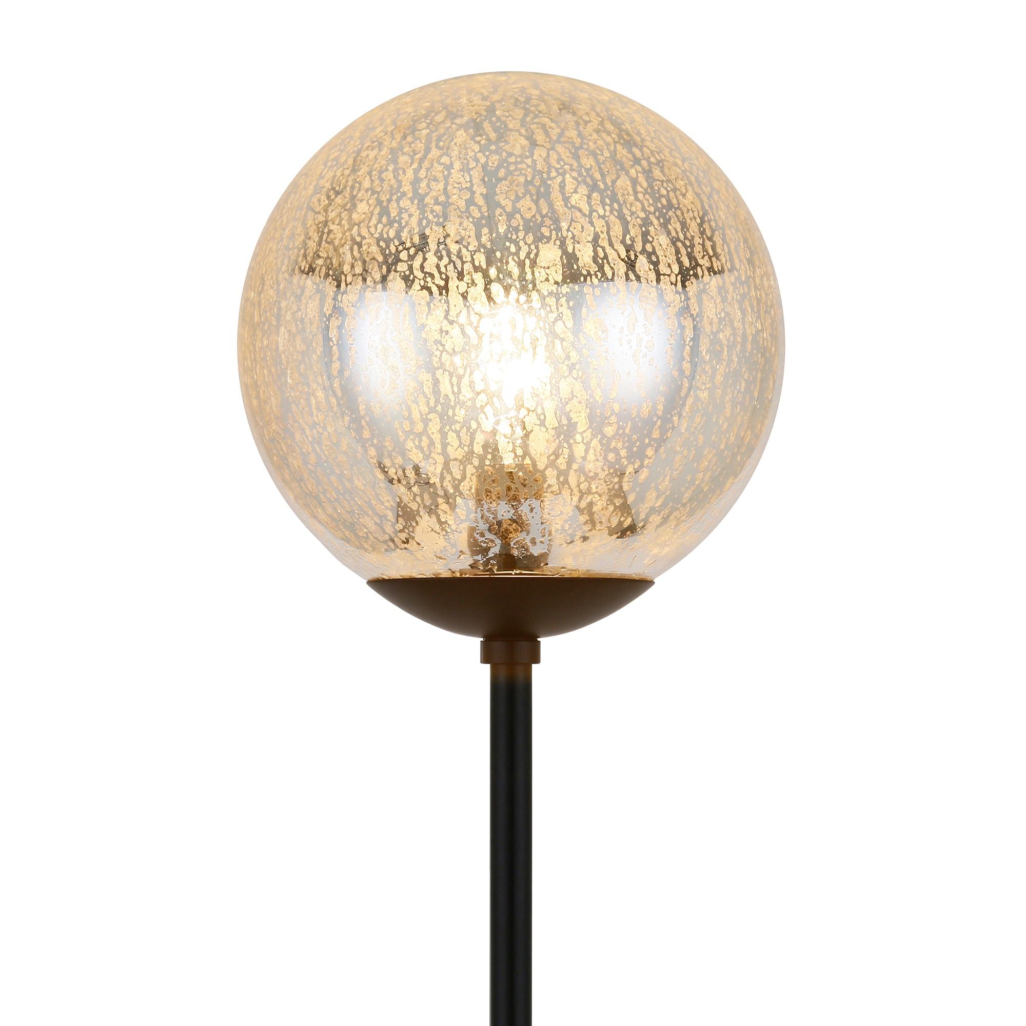 Evelyn&Zoe Oula 66" Tall Floor Lamp with Glass Shade, Blackened Bronze/Mercury Glass