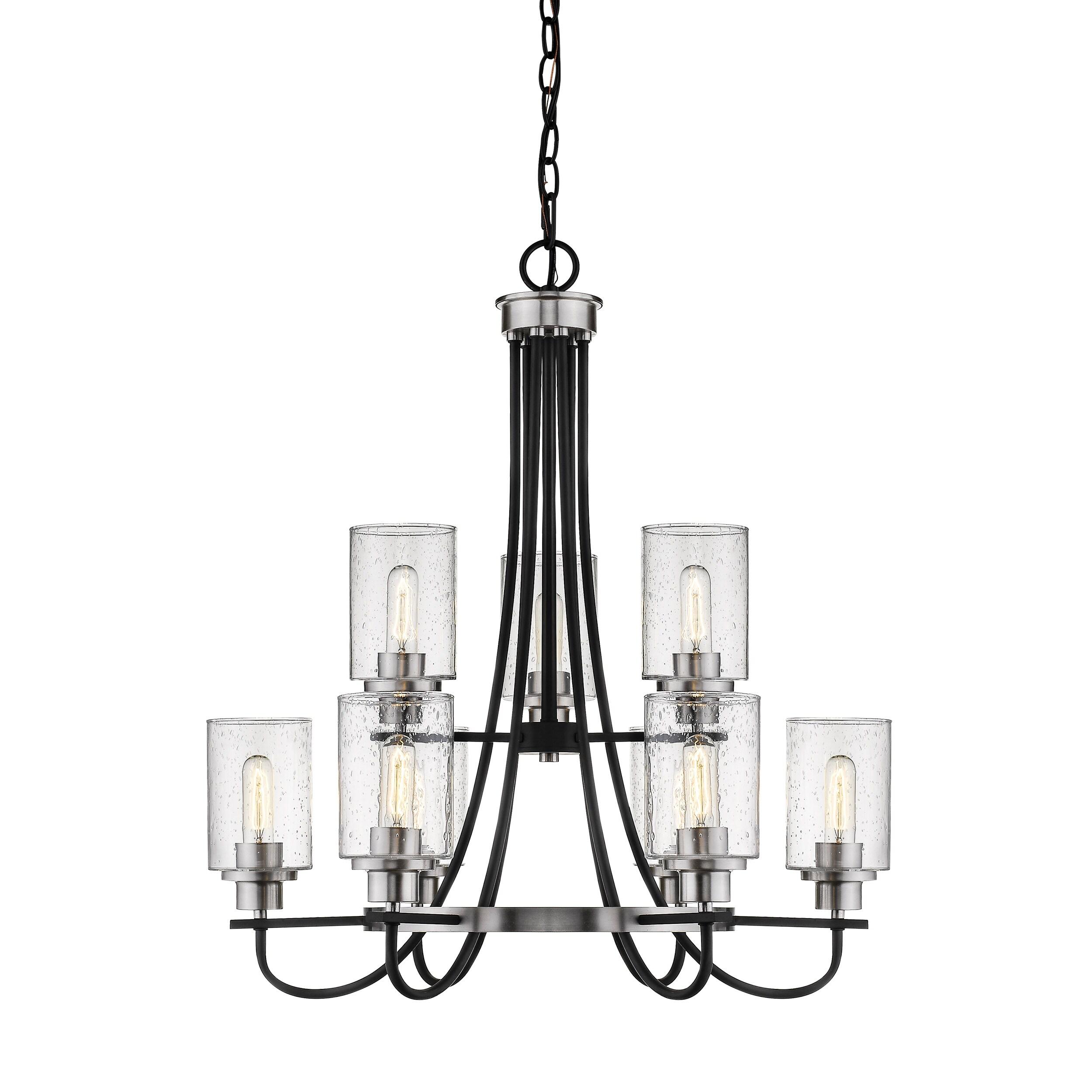 Clifton Matte Black and Brushed Nickel 9-Light Chandelier