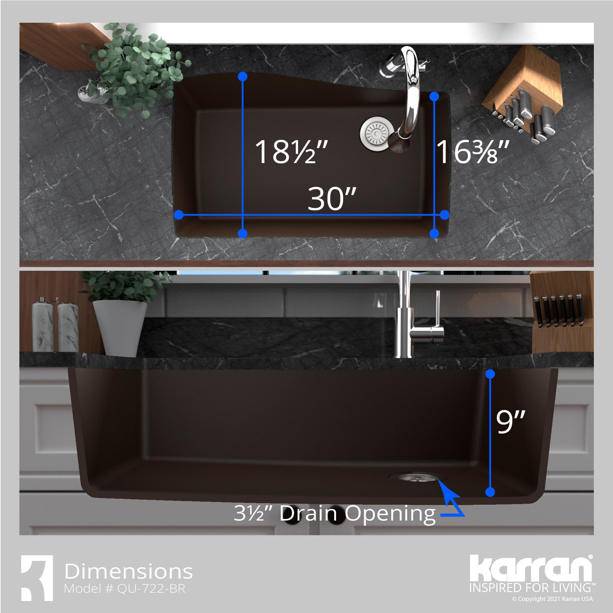 Karran Undermount Quartz Composite 33-1/2'' X 21'' Single Bowl Kitchen Sink