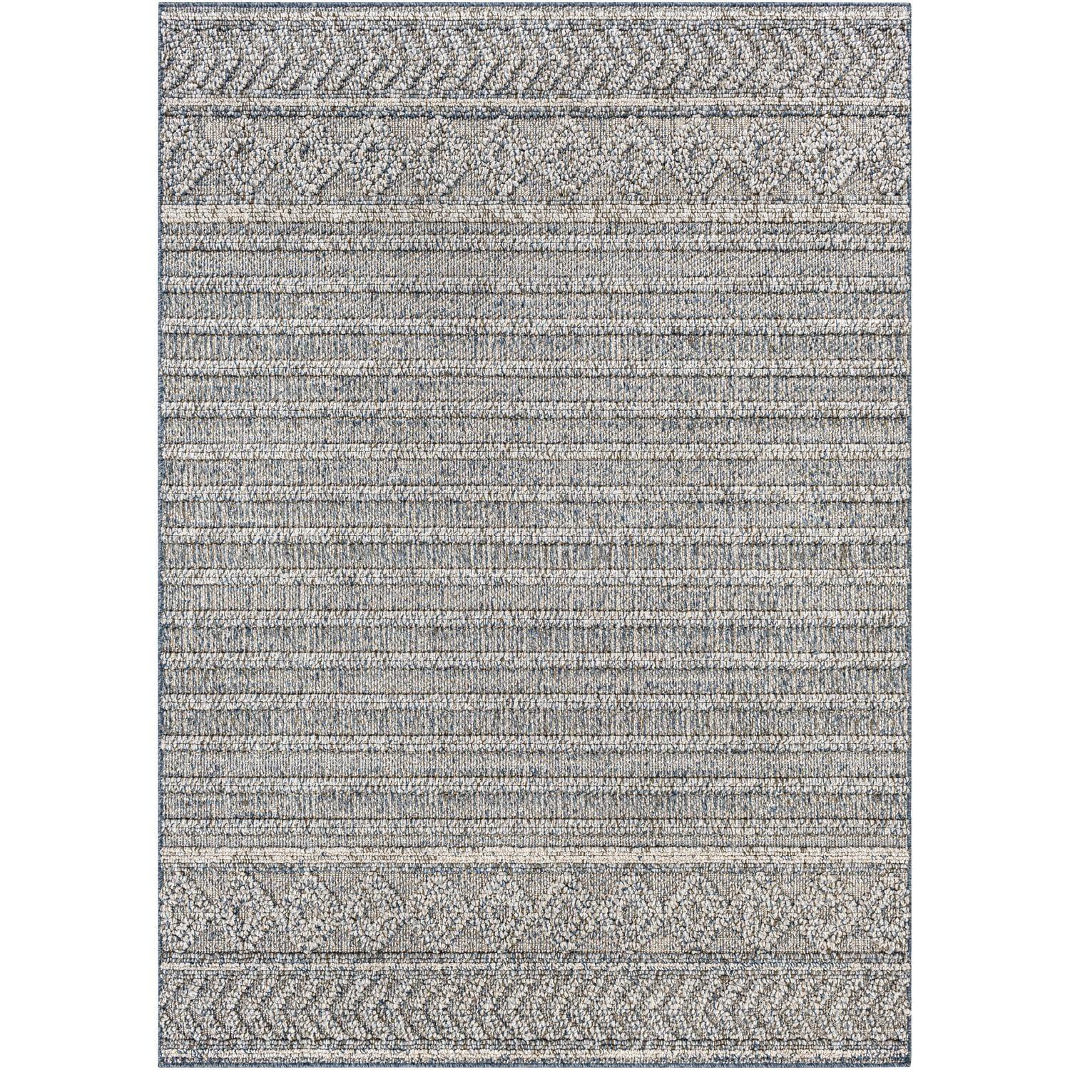 Blue Rectangular Synthetic Easy Care Rug 6'4" x 9'