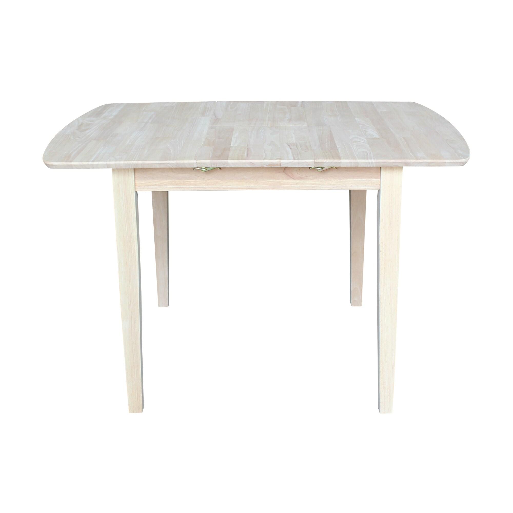 30" Extendable Dining Table with Butterflyand Shaker Styled Legs Unfinished - International Concepts: Solid Wood, Seats 6