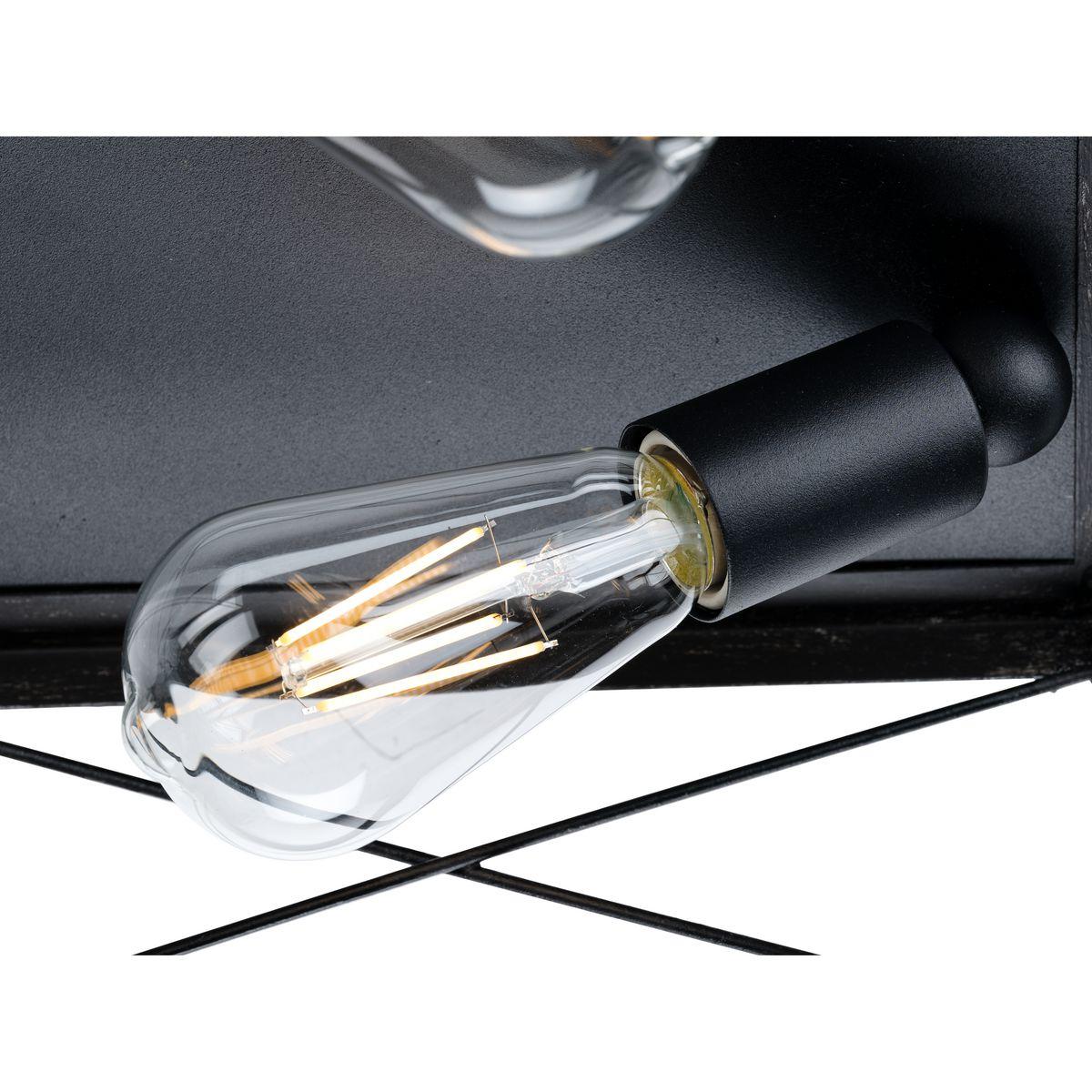 Progress Lighting, Briarwood, 2-Light Flush Mount, Textured Black, Faux-Painted Wood Enclosure