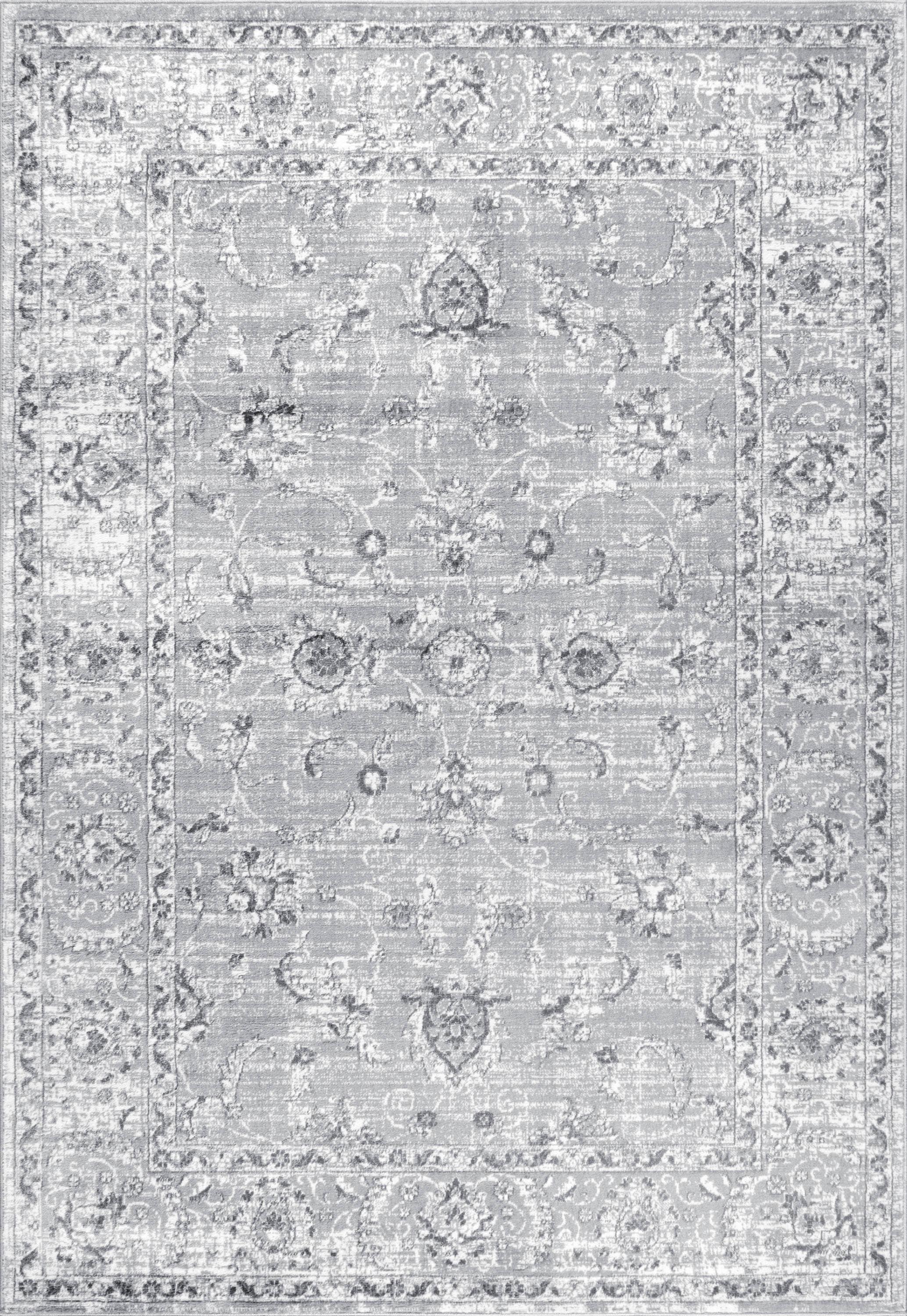 4'x6' Modern Persian Vintage Area Rug, Light Grey - JONATHAN Y