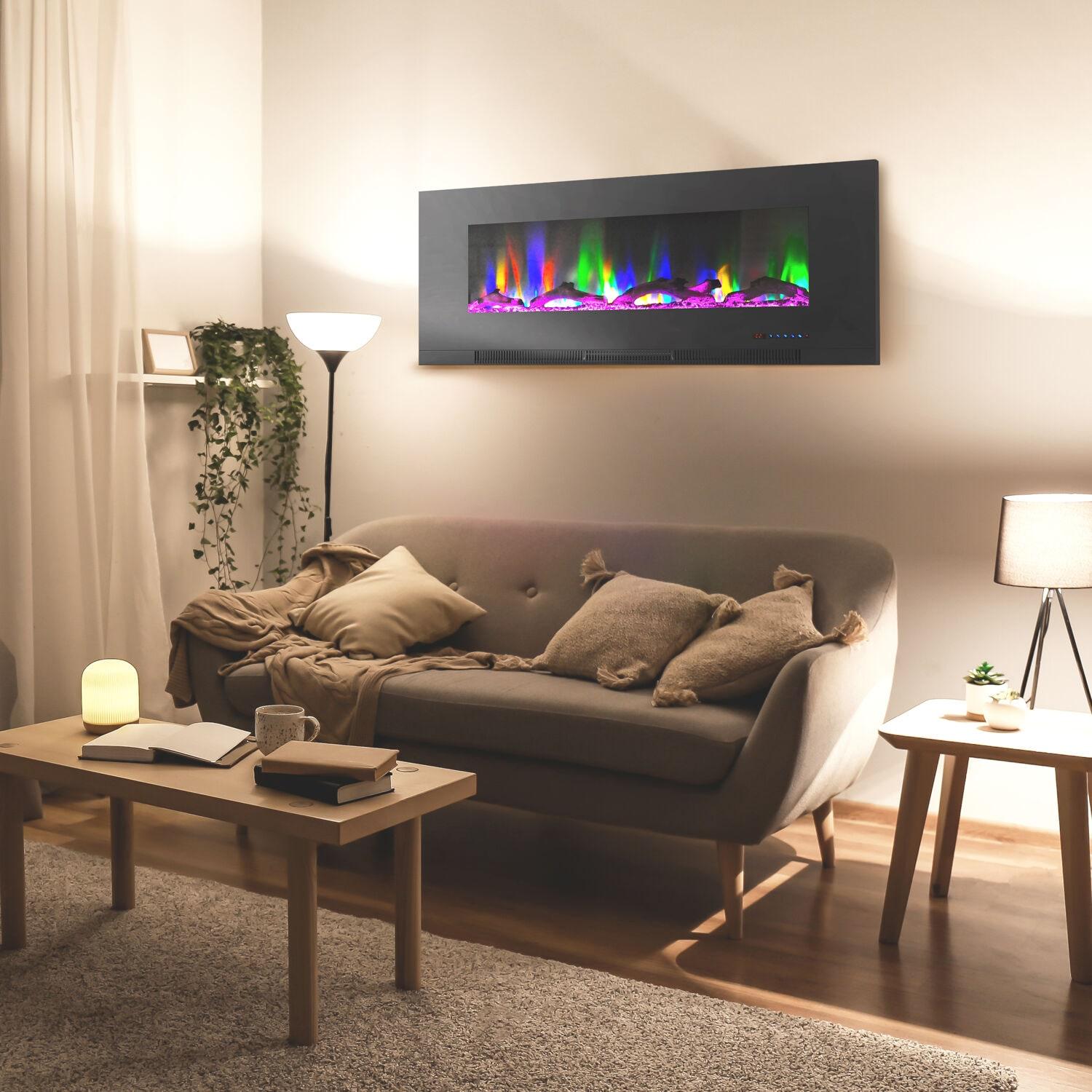 Cambridge Cambridge Wall Mount Electric Fireplace Heater with Remote Control for Indoor Use in Living Room, Bedroom, Home Office