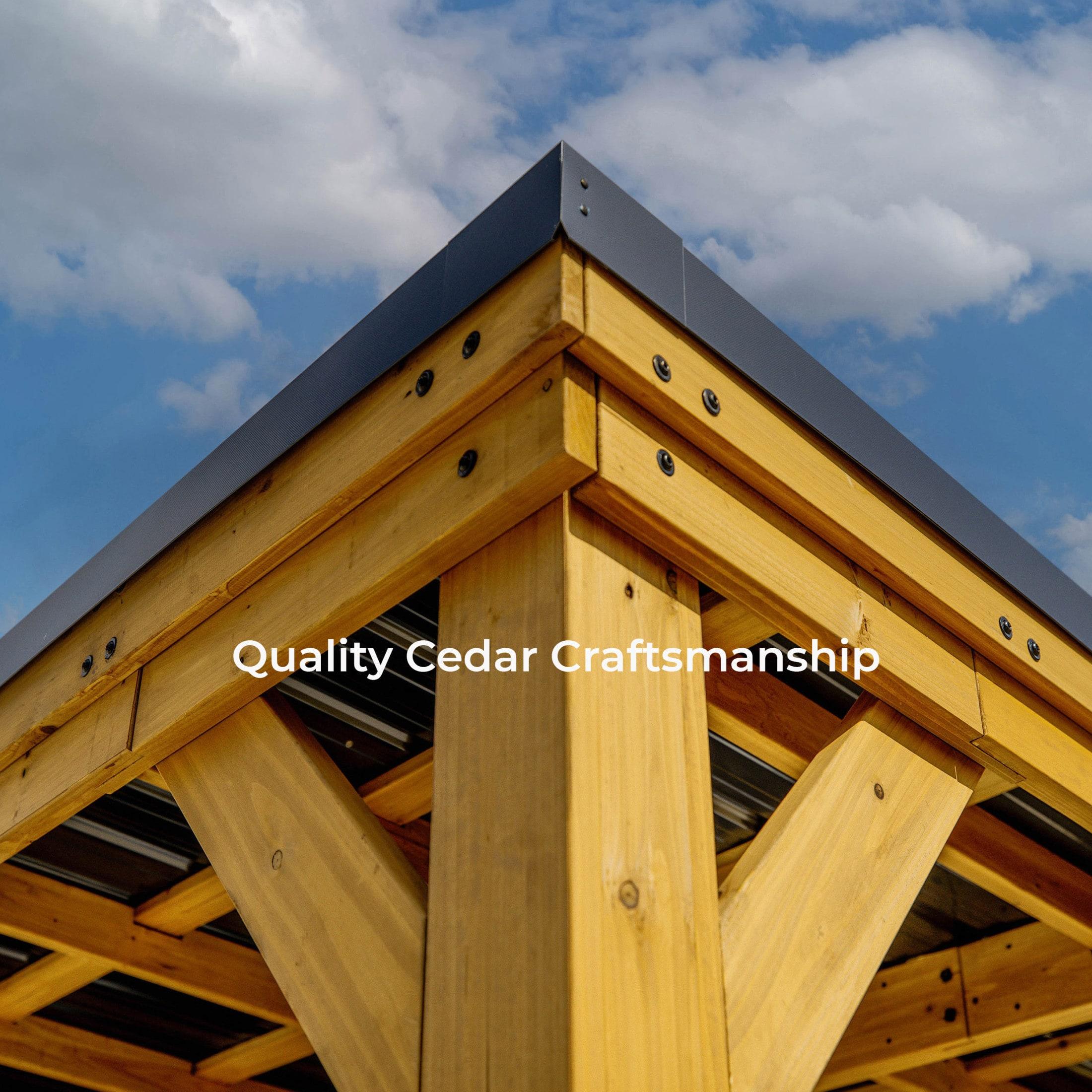 Backyard Discovery Kingsport 20'x 20' Cedar Wood Carport, Galvanized Steel Roof, PowerPort