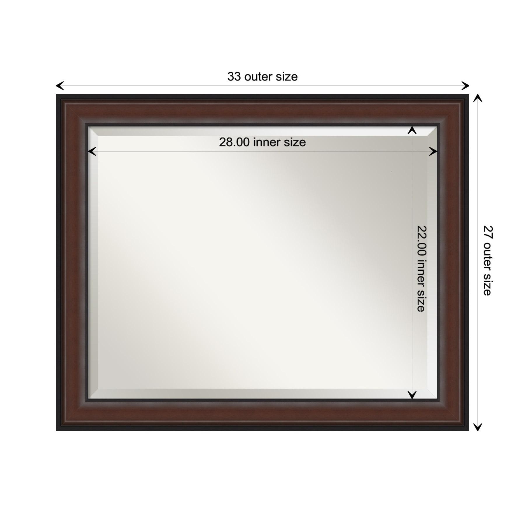 Amanti Art Harvard 32.5-Inches x 26.5-Inches Framed Rectangle Bathroom Vanity Mirror ( Walnut Cherry )