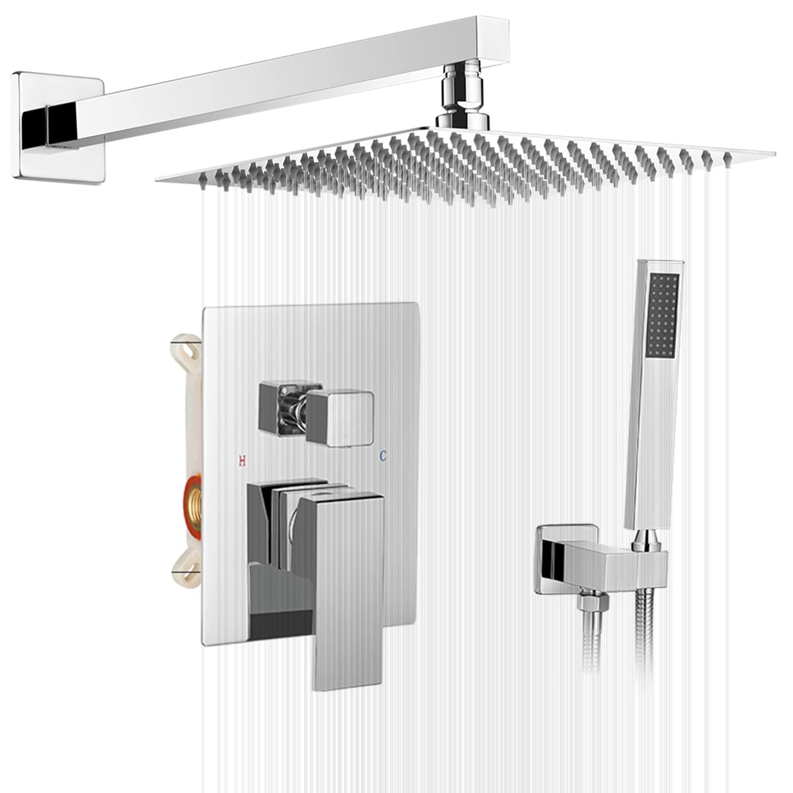 Single Handle 2-Spray Square High Pressure Shower Faucet with 16" Shower Head