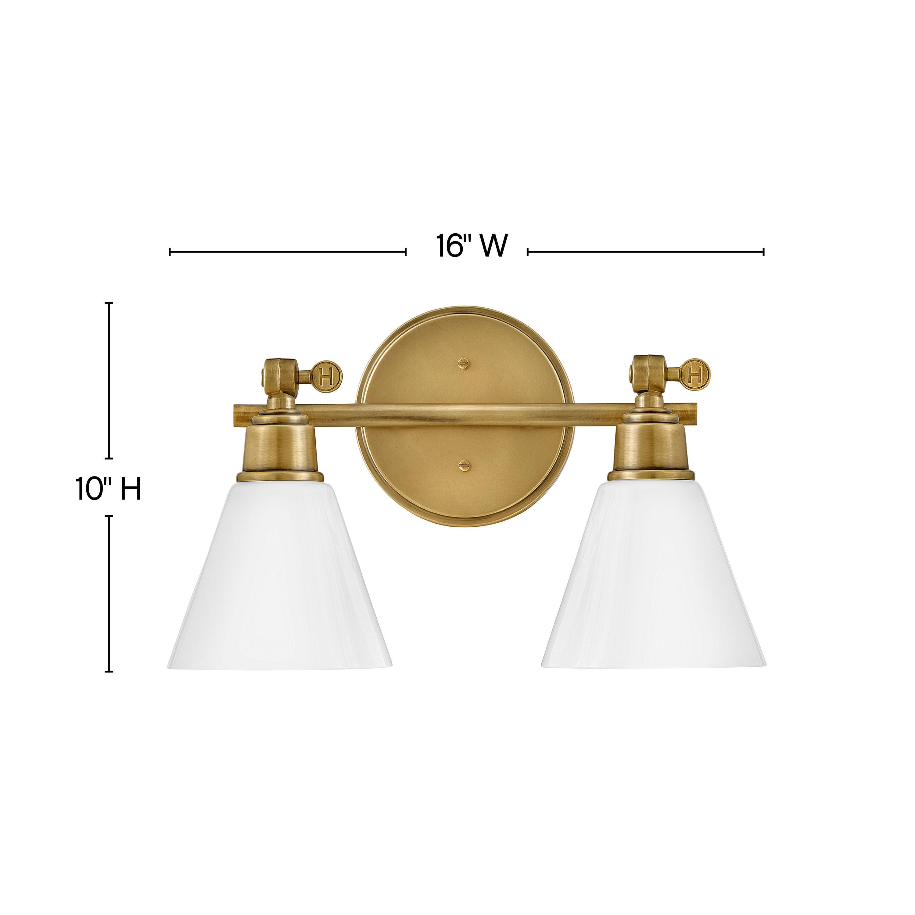 Arti 16-in Adjustable Two Light Bath Vanity with Cased Opal Shade