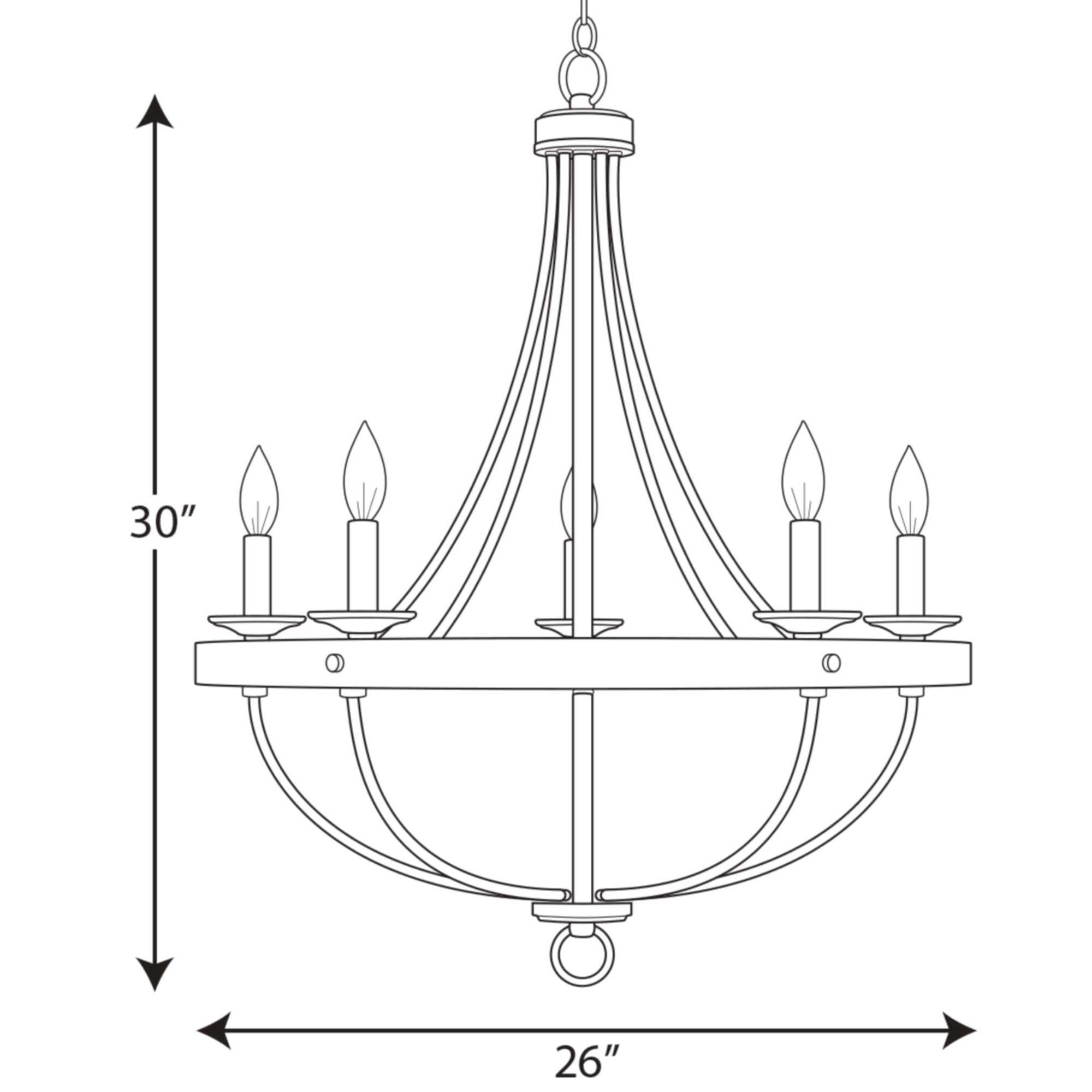 Progress Lighting Gulliver 5-Light Chandelier, Galvanized Finish, Wood Grained Texture Shade