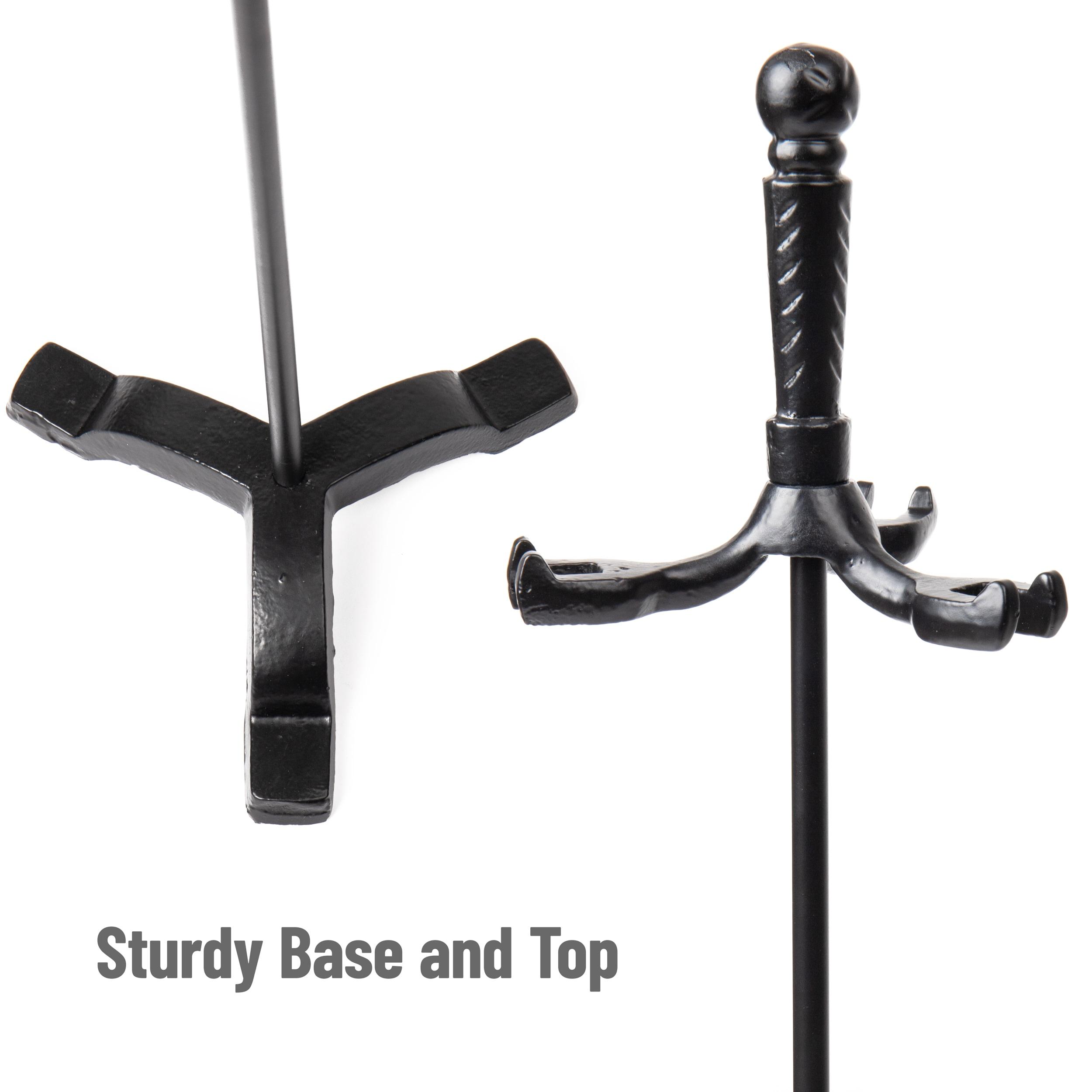 Symple Stuff Fireplace Tool Set, Poker, Ash Brush, Shovel Scoop, Stand, Wrought Iron and Steel, 6.25"L x 6.25"W x 30"H