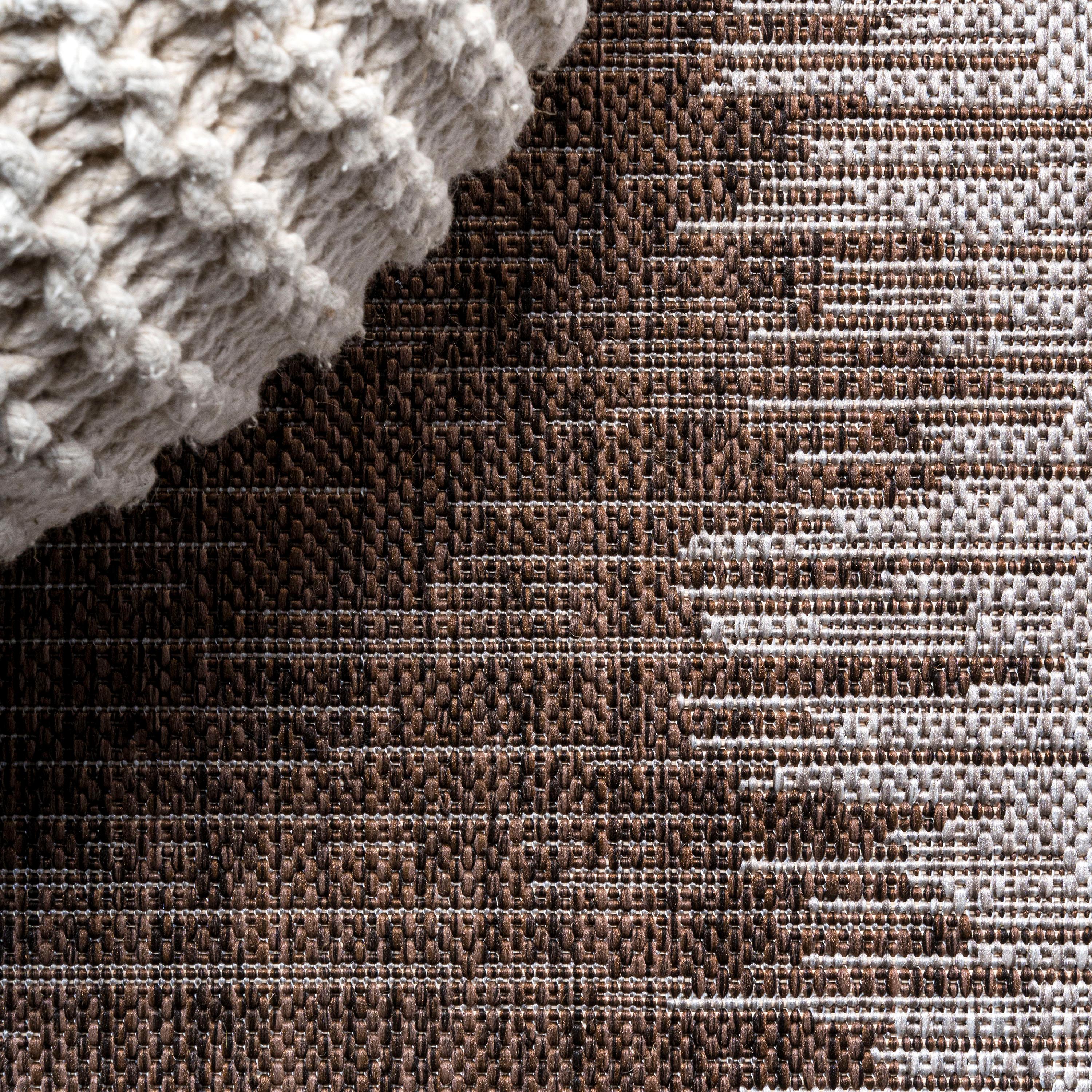 5'x8' Tavira Modern Strie' Indoor/Outdoor Area Rug, Brown/Beige - JONATHAN Y