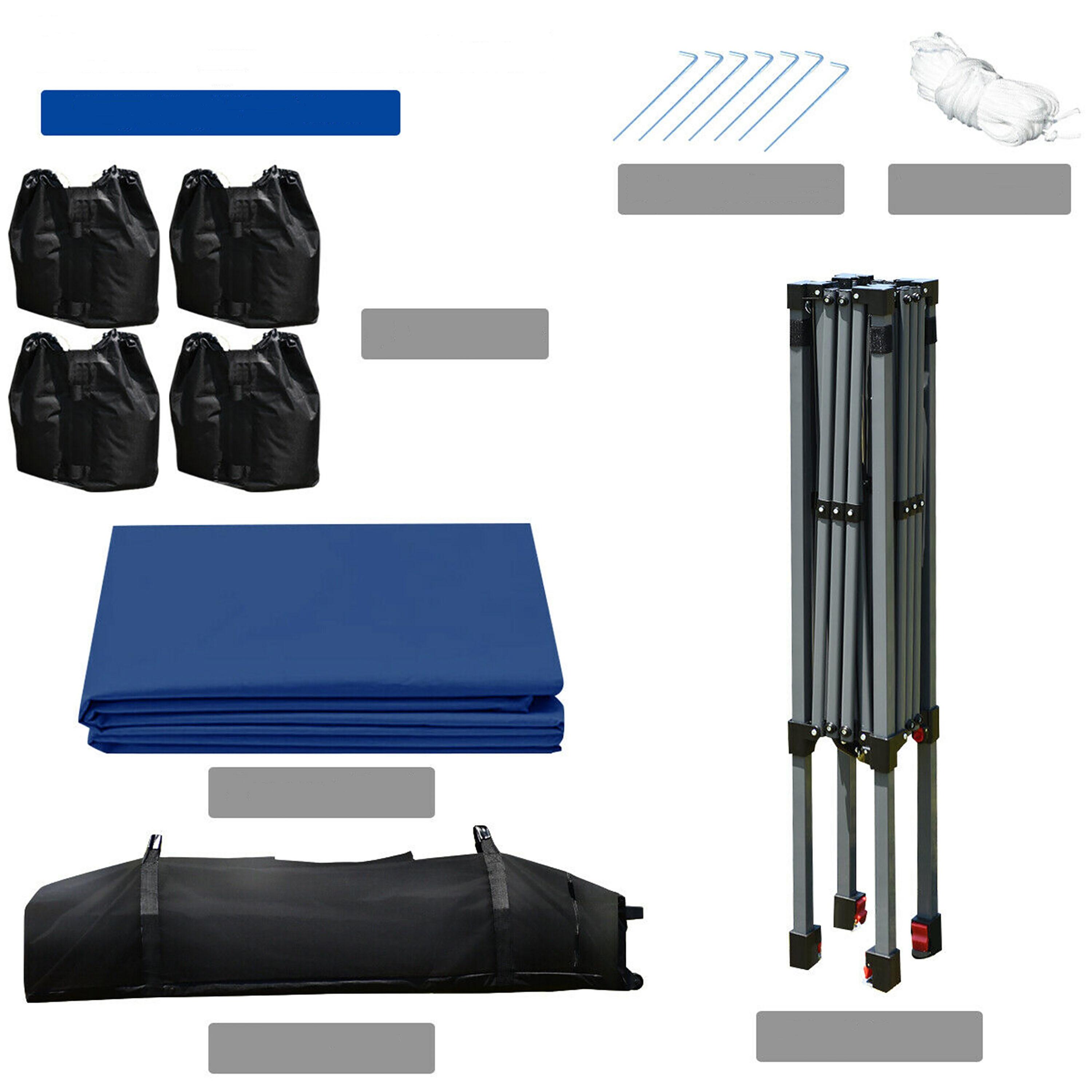 Costway 8x8 FT Pop up Canopy Tent Shelter Wheeled Carry Bag 4 Canopy Sand Bag Blue