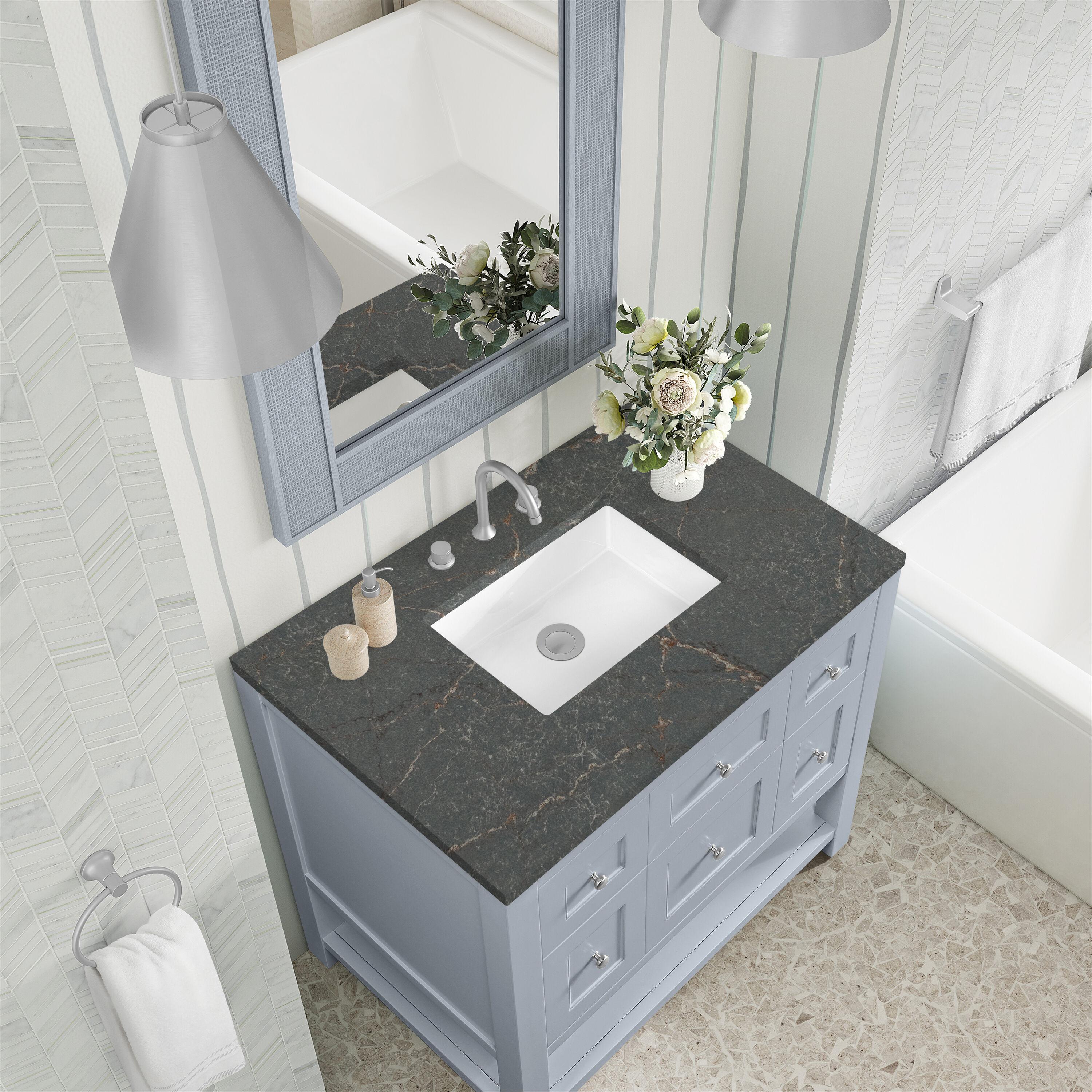 James Martin Vanities 330-V36-SRB-3LDL 36 in. Breckenridge Single Vanity with 3 cm Lime Delight Quartz Top, Serenity Blue