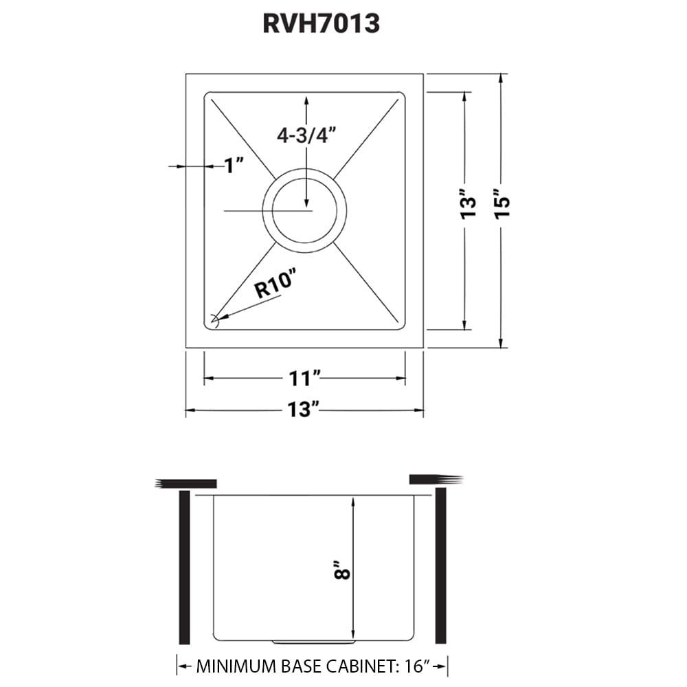 Ruvati Undermount Bar Prep Kitchen Sink Round Corners Stainless Steel Single Bowl