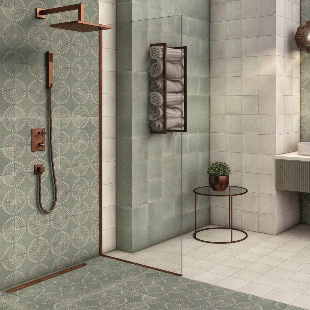 The Tile Life Amanecer Verde Porcelain Encaustic Tile Sample - 8 x 8 in. - 1-Piece - Floor, Wall & Backsplash