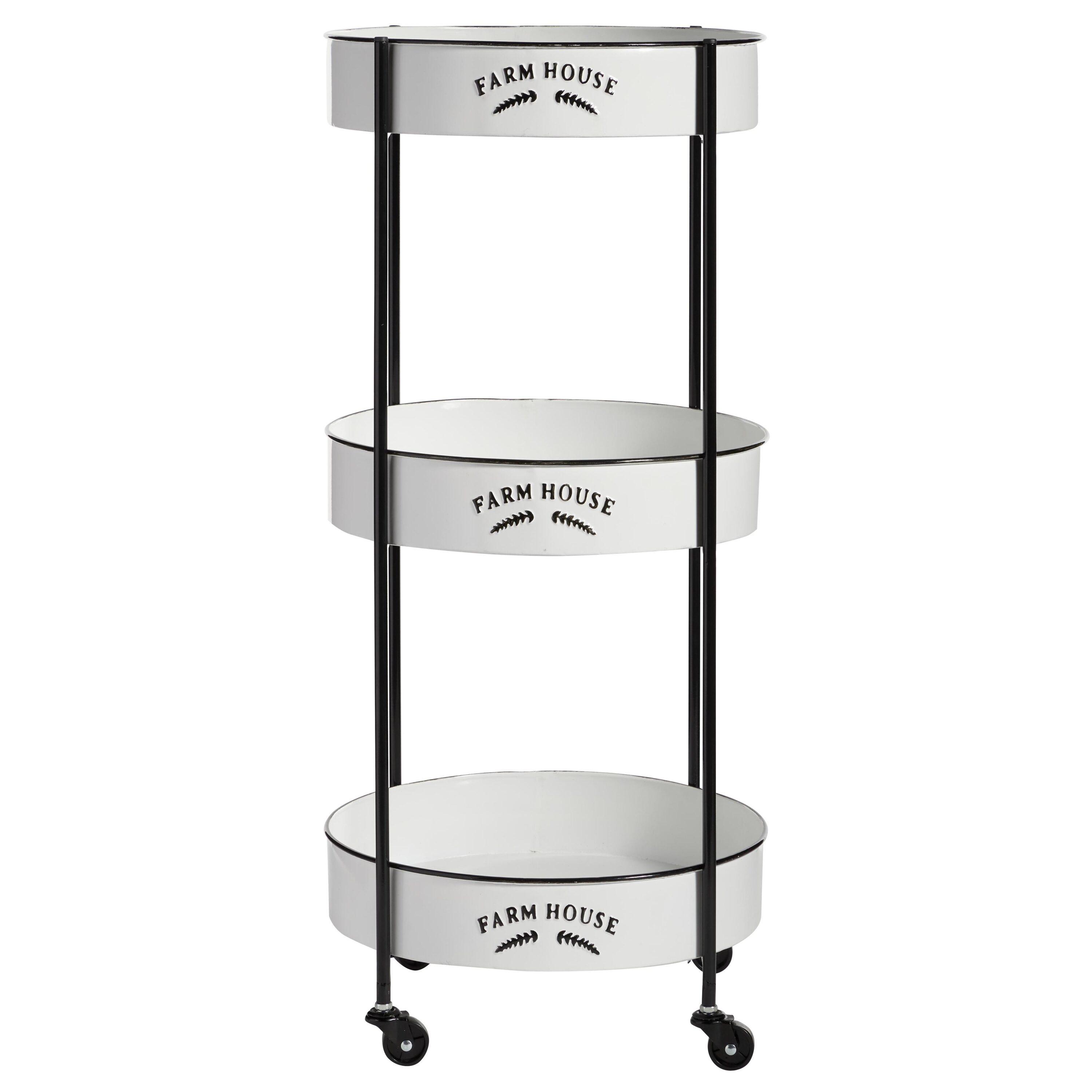 34'' x 16'' Farmhouse Metal Storage Cart White - Olivia & May: Decorative Storage Bins, Tabletop Bin, Adult Assembly Required